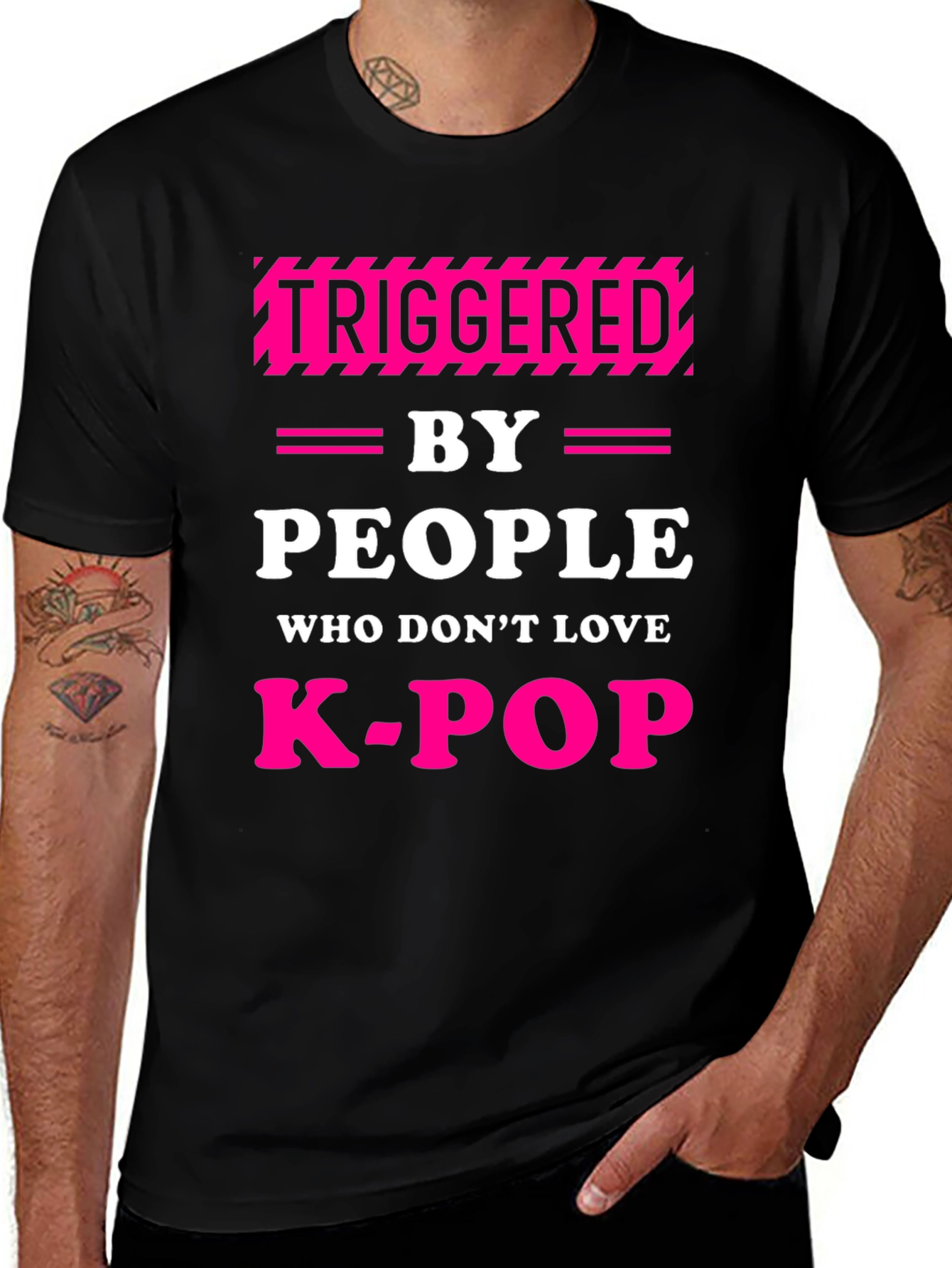 Triggered By People Who Dont Love K-Pop Black T-Shirt