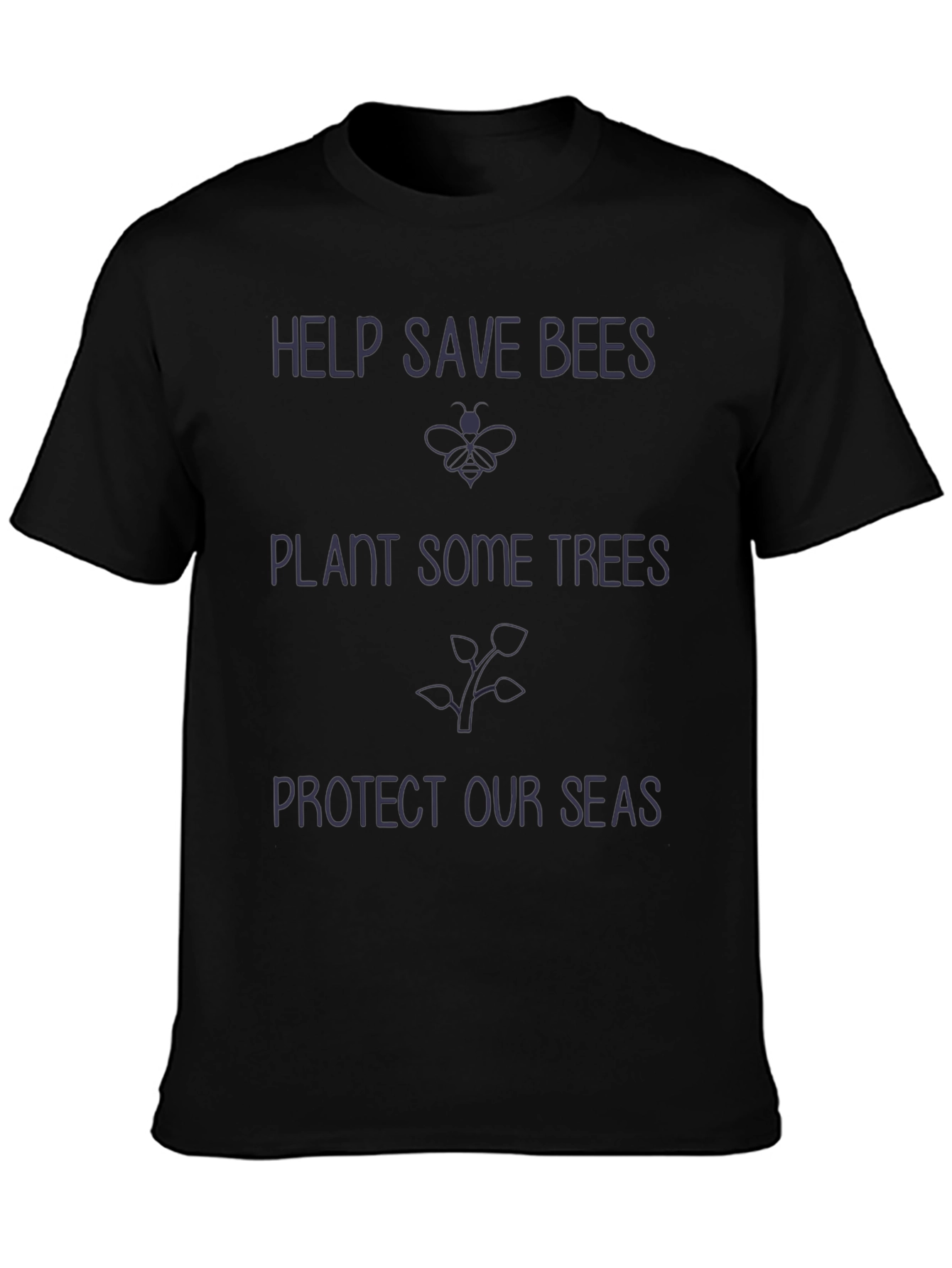 Eco-Friendly Black Graphic Tee - Save Bees Plant Trees