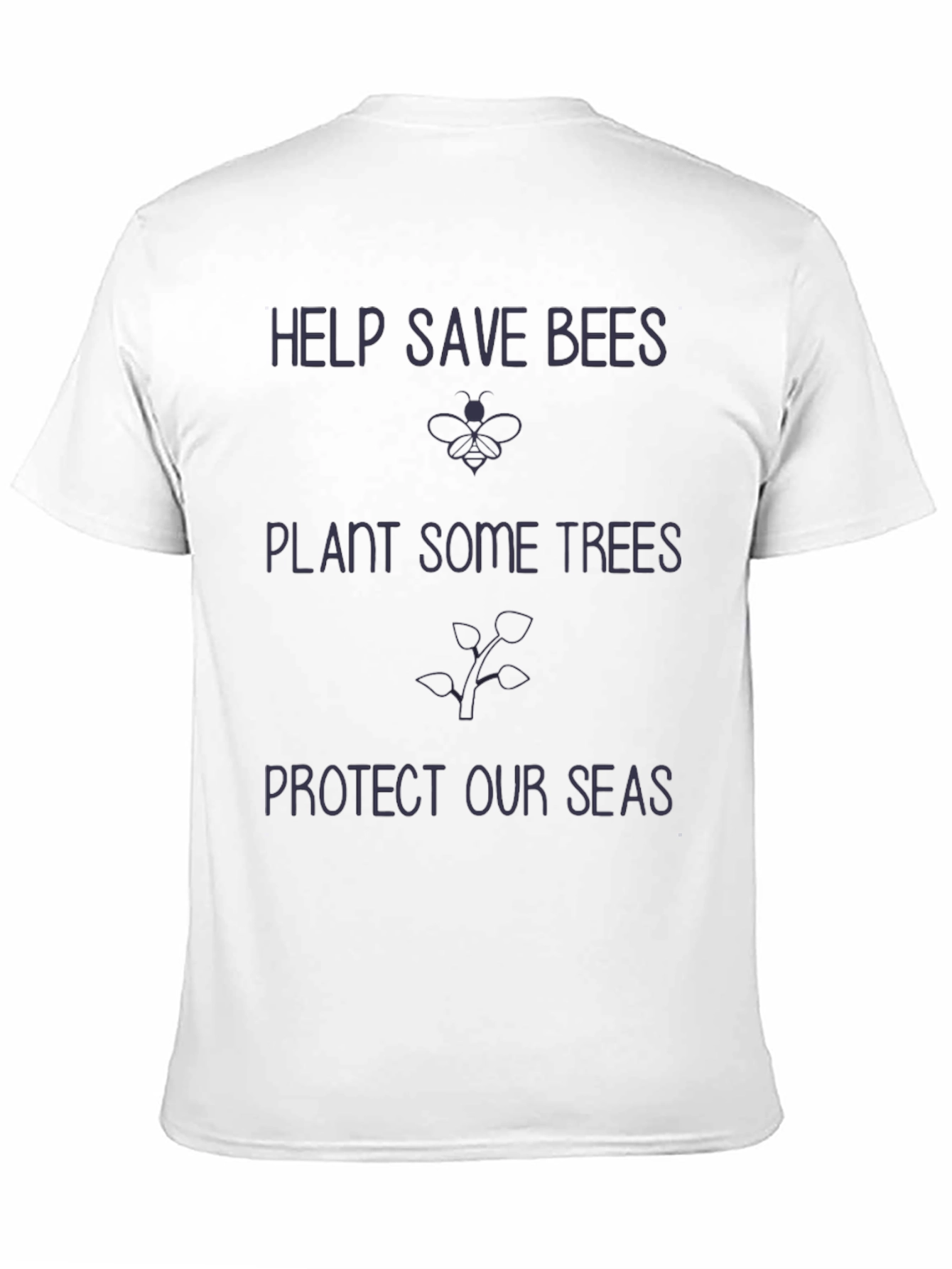 Eco-Friendly Black Graphic Tee - Save Bees Plant Trees