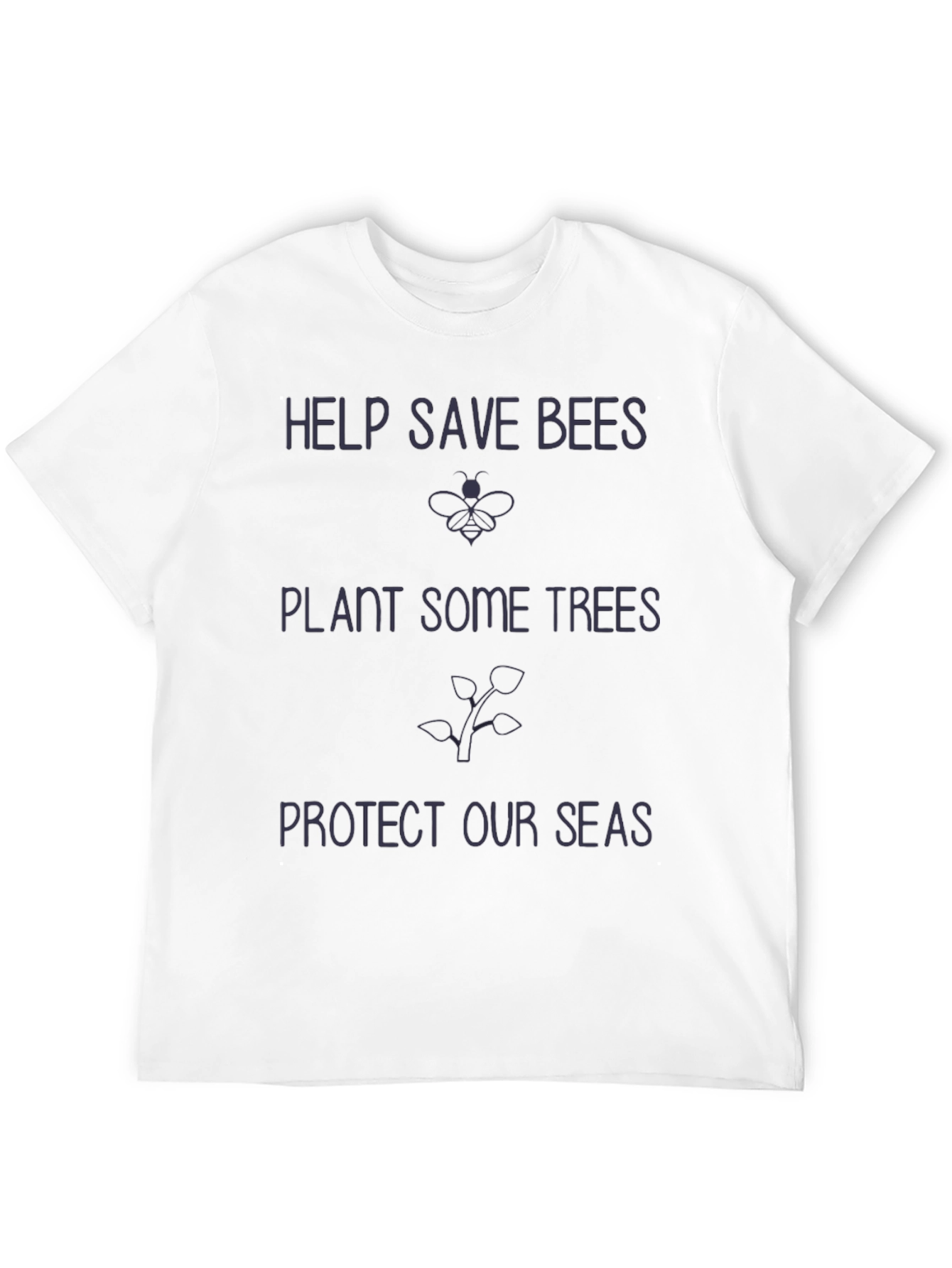 Eco-Friendly Black Graphic Tee - Save Bees Plant Trees