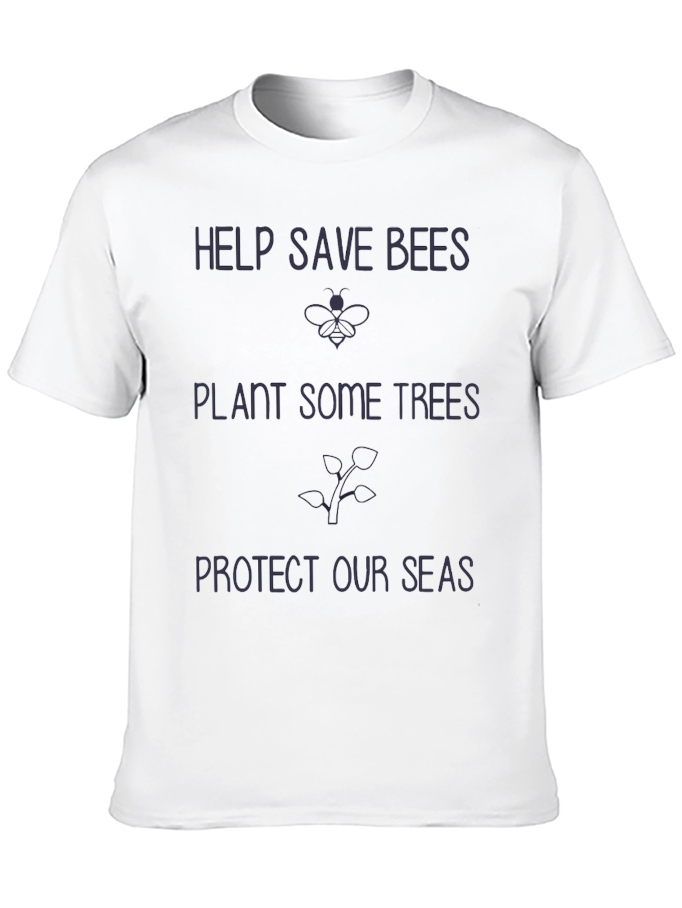 Eco-Friendly Black Graphic Tee - Save Bees Plant Trees