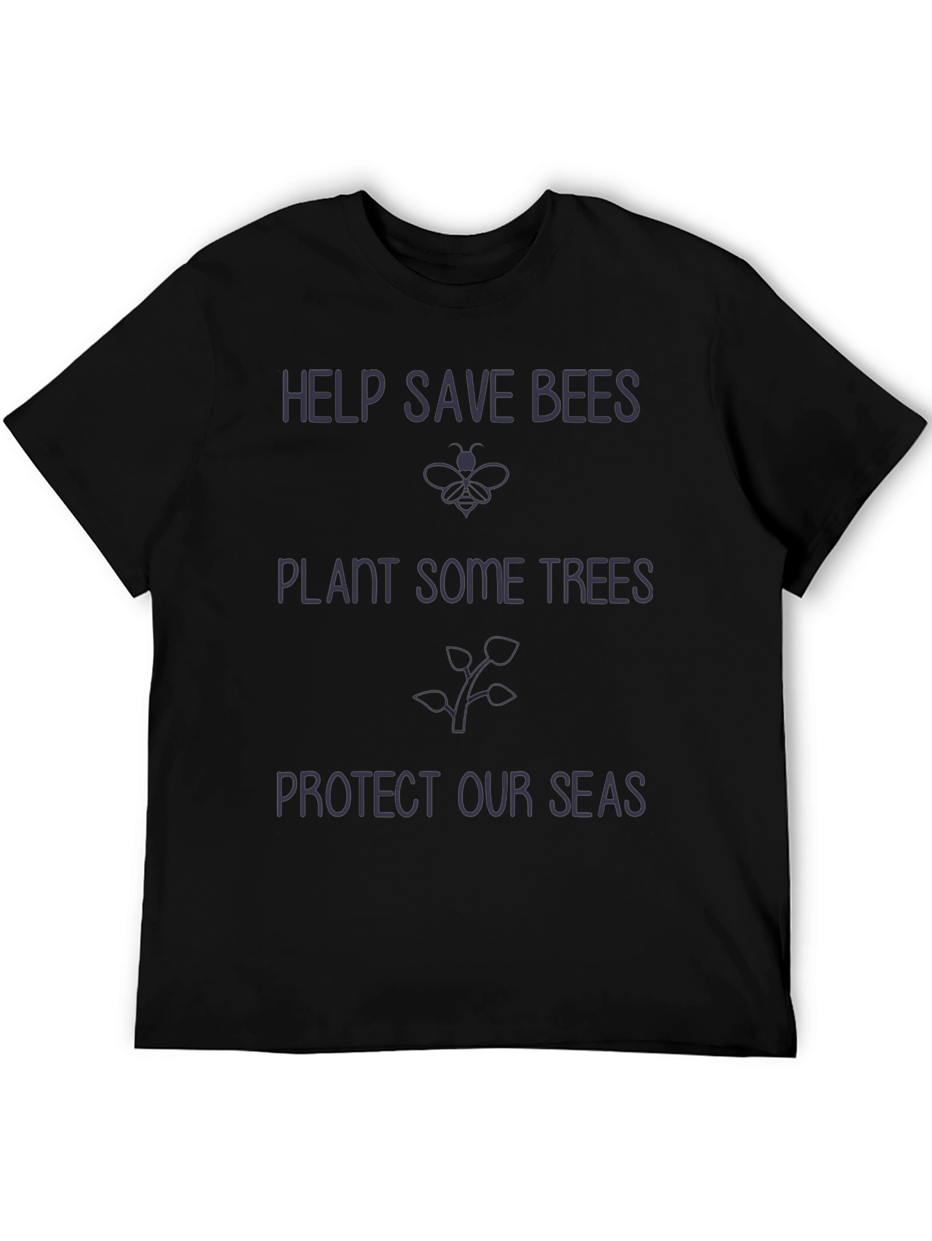 Eco-Friendly Black Graphic Tee - Save Bees Plant Trees