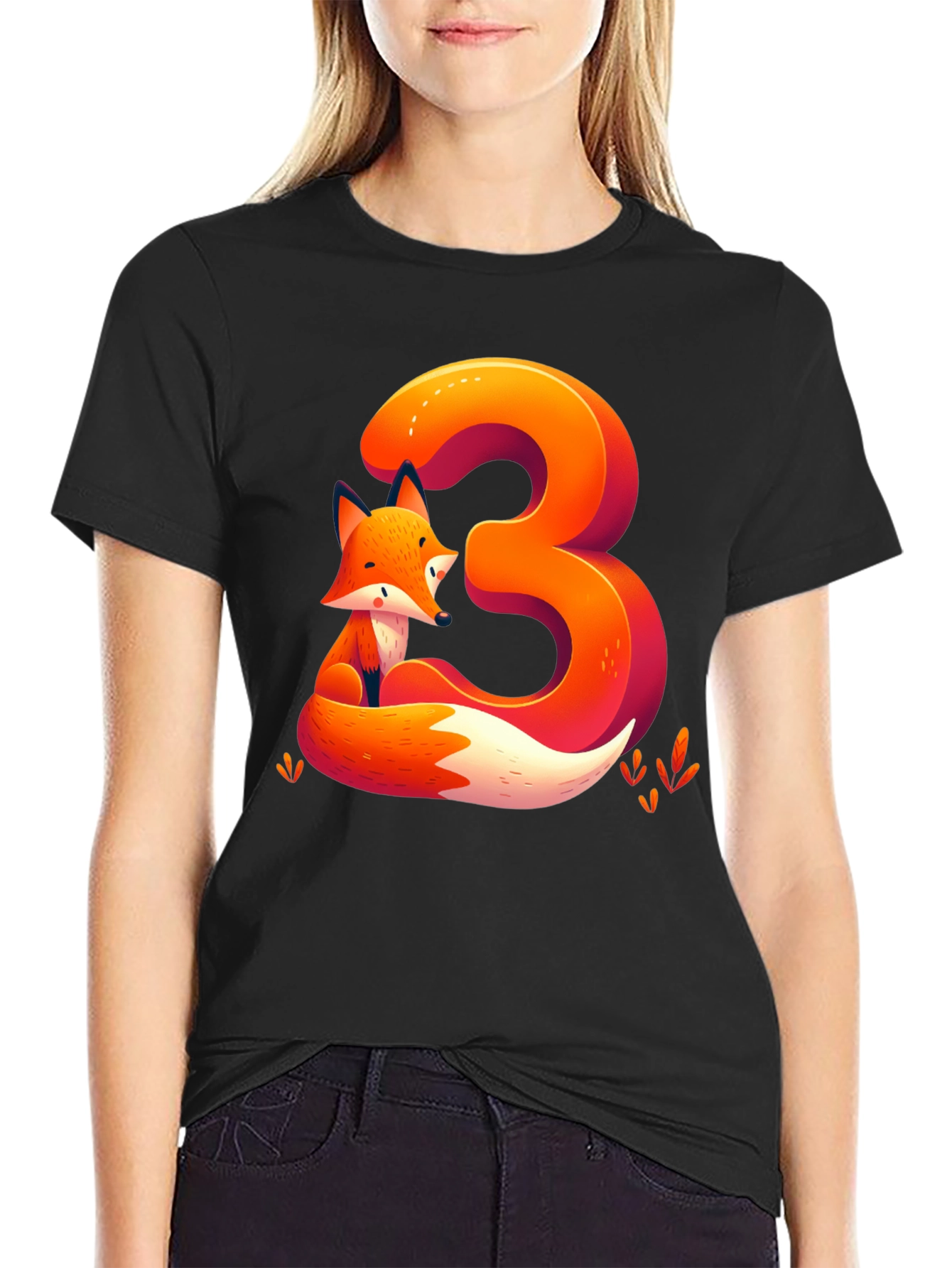 Fox Number 3 Graphic Tee - Cute Animal Shirt