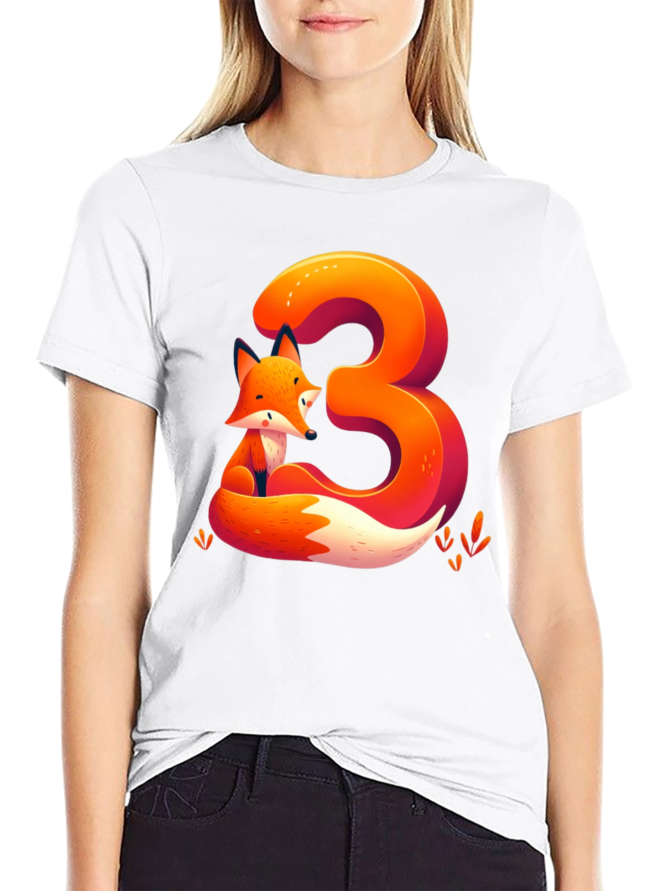 Fox Number 3 Graphic Tee - Cute Animal Shirt