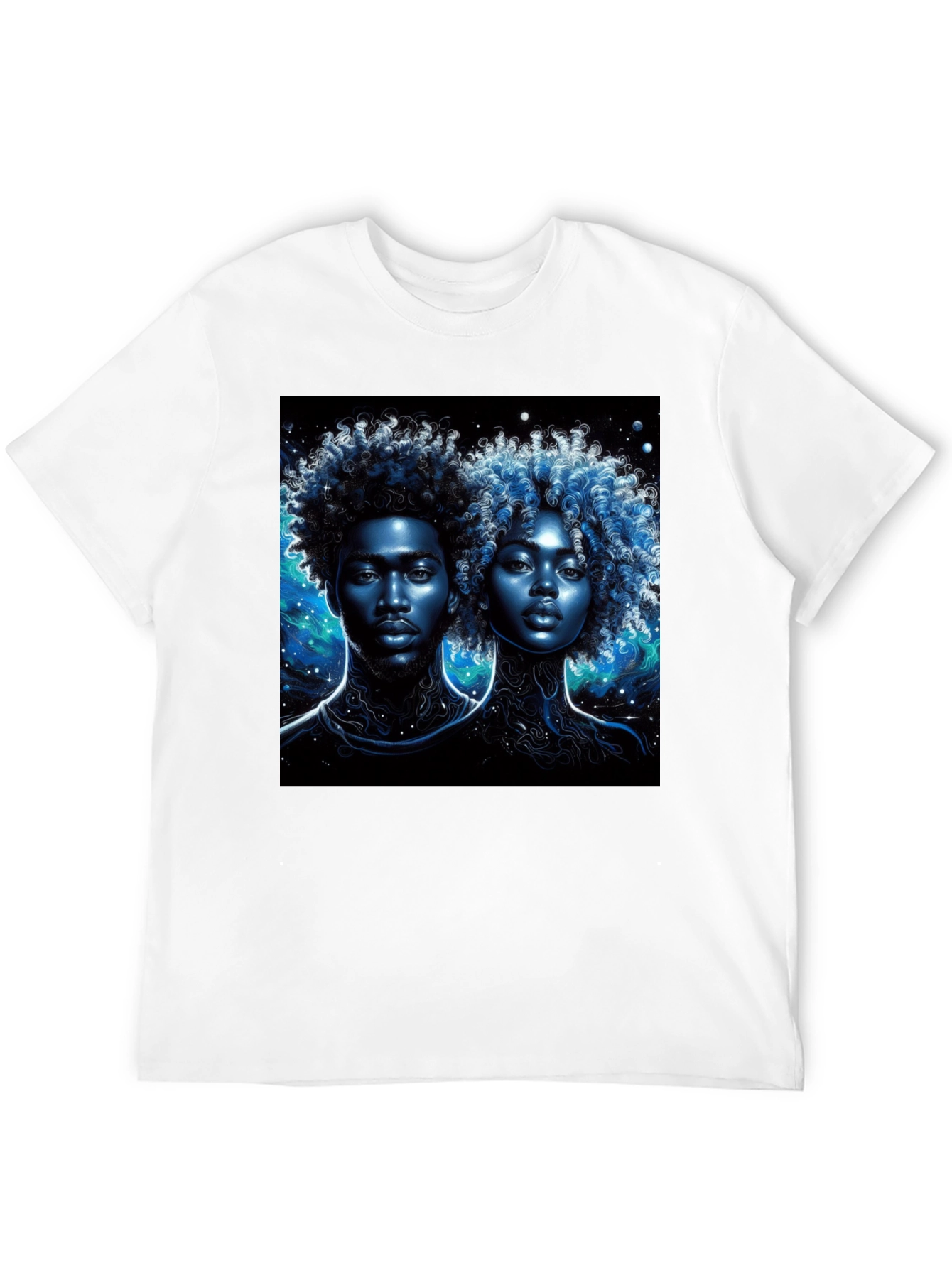 Nebula Couple Black Graphic Tee