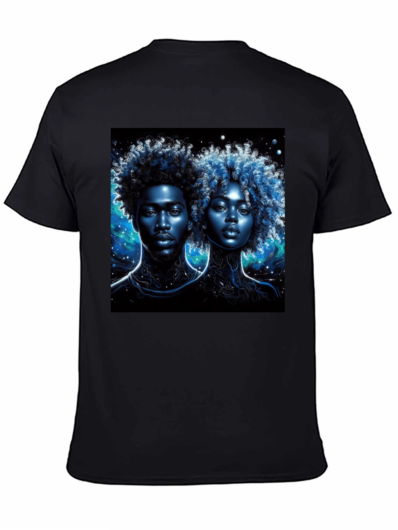 Nebula Couple Black Graphic Tee