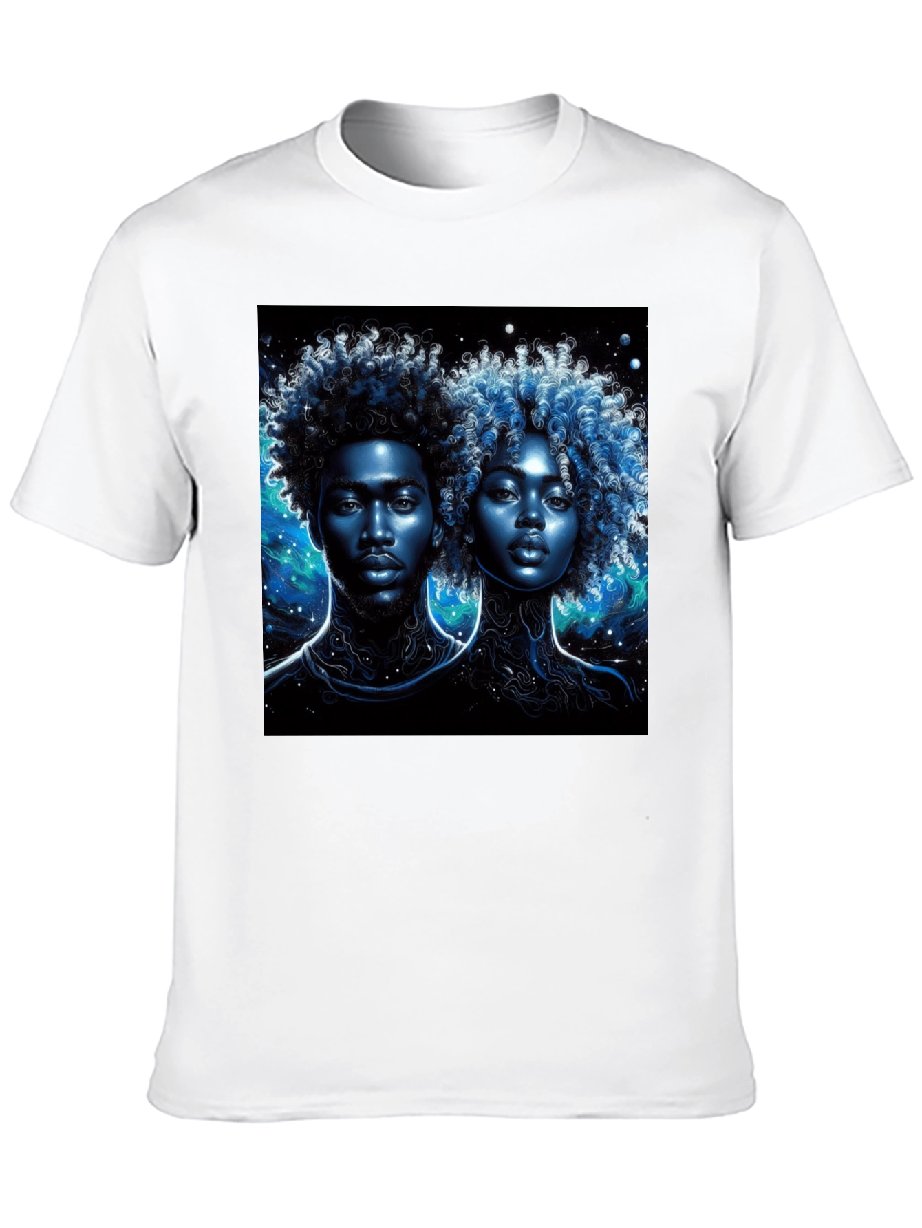 Nebula Couple Black Graphic Tee