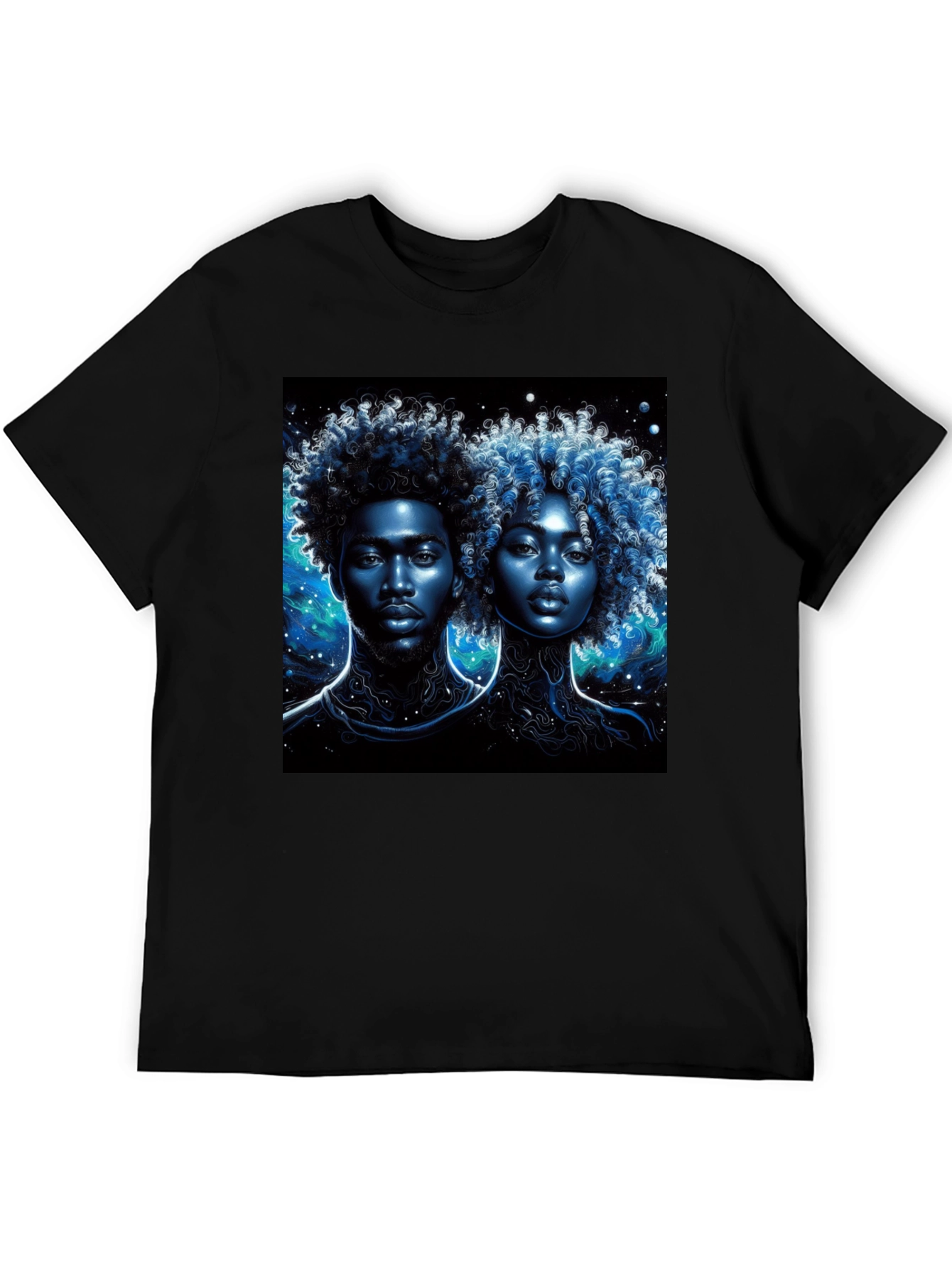 Nebula Couple Black Graphic Tee