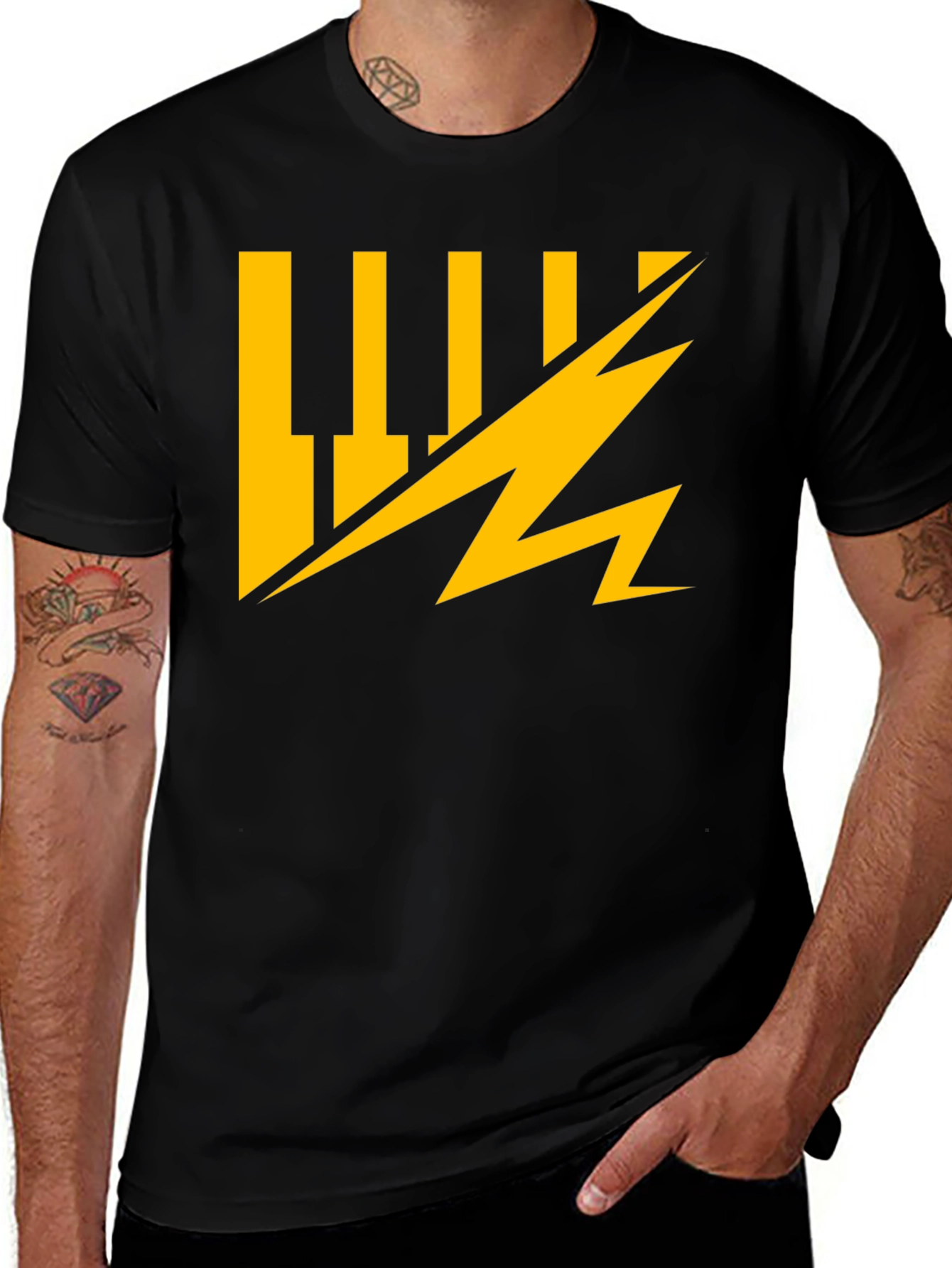 Electric Keys Graphic Tee - Black Cotton Comfort