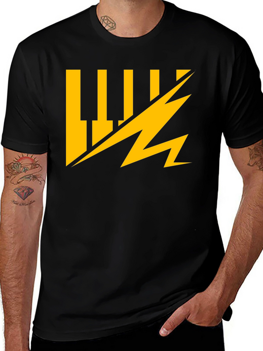 Electric Keys Graphic Tee - Black Cotton Comfort