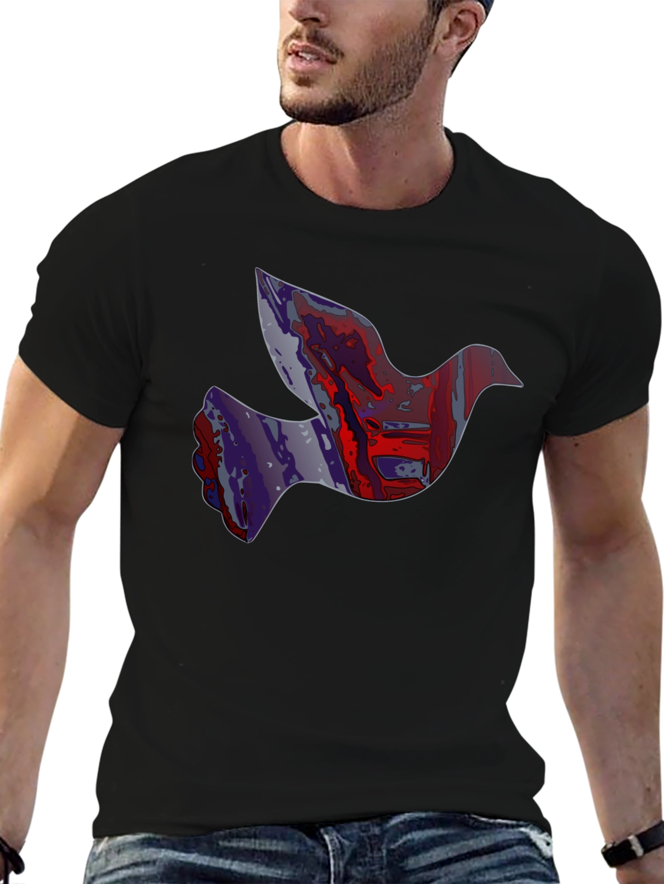 Dove Graphic Print Mens Black T-Shirt