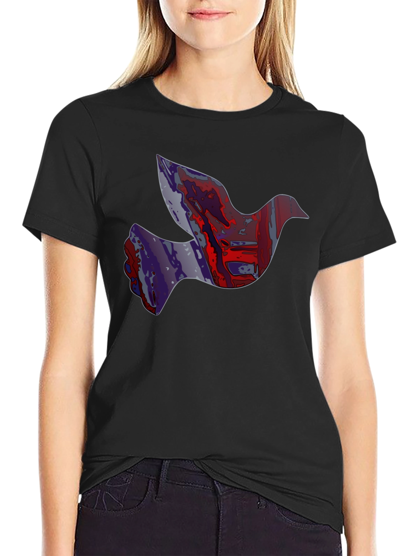Dove Graphic Print Mens Black T-Shirt