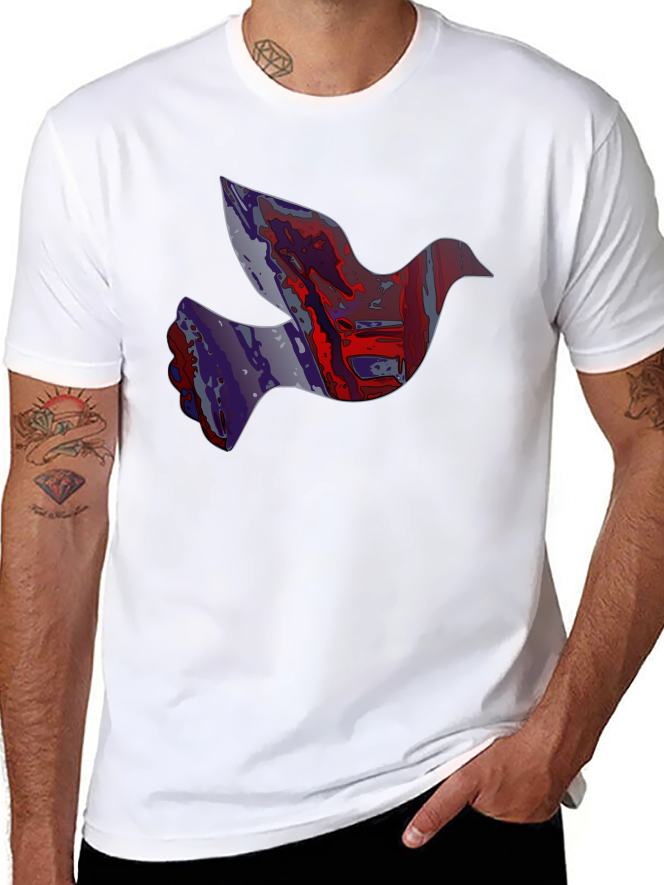 Dove Graphic Print Mens Black T-Shirt