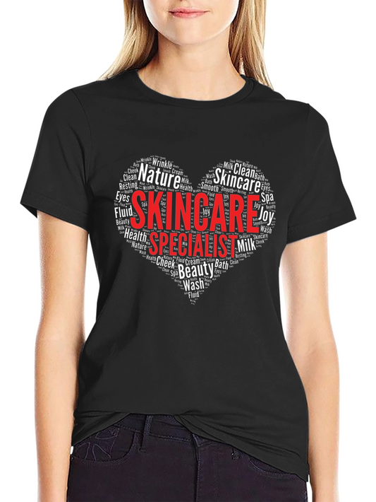 Skincare Specialist Heart Word Art Graphic T-Shirt