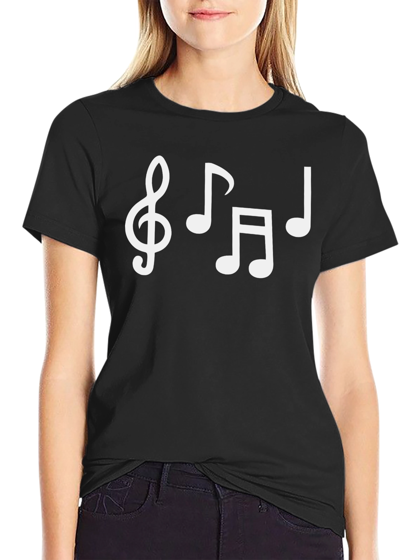 Musical Notes T-Shirt - Black Cotton Blend