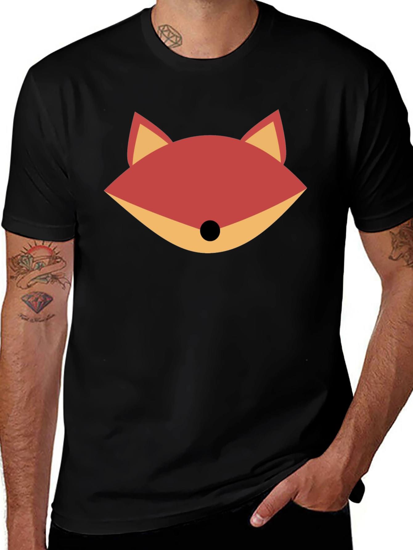 Fox Graphic Print Black T-Shirt