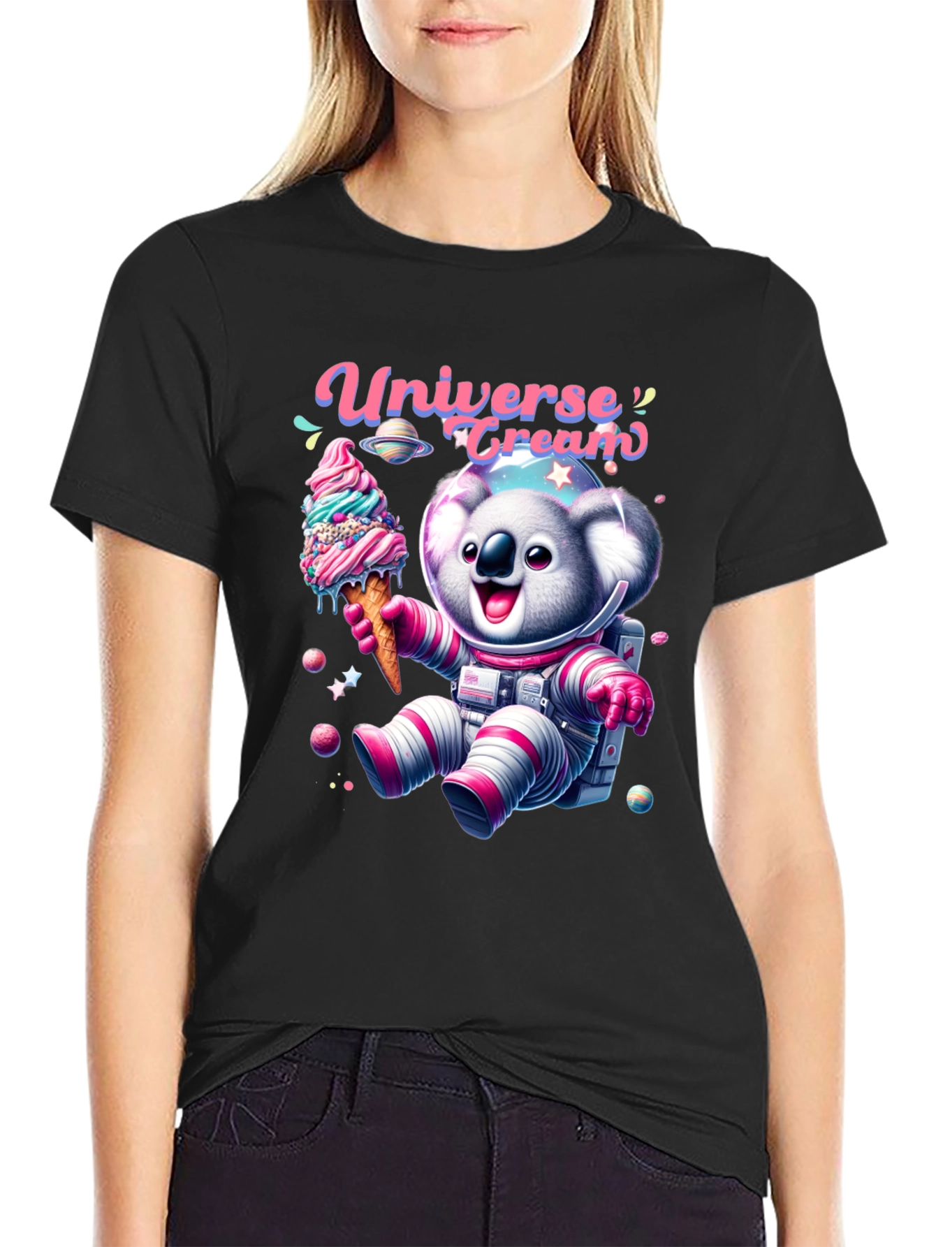 Koala Astronaut Ice Cream T-Shirt - Universe Cream