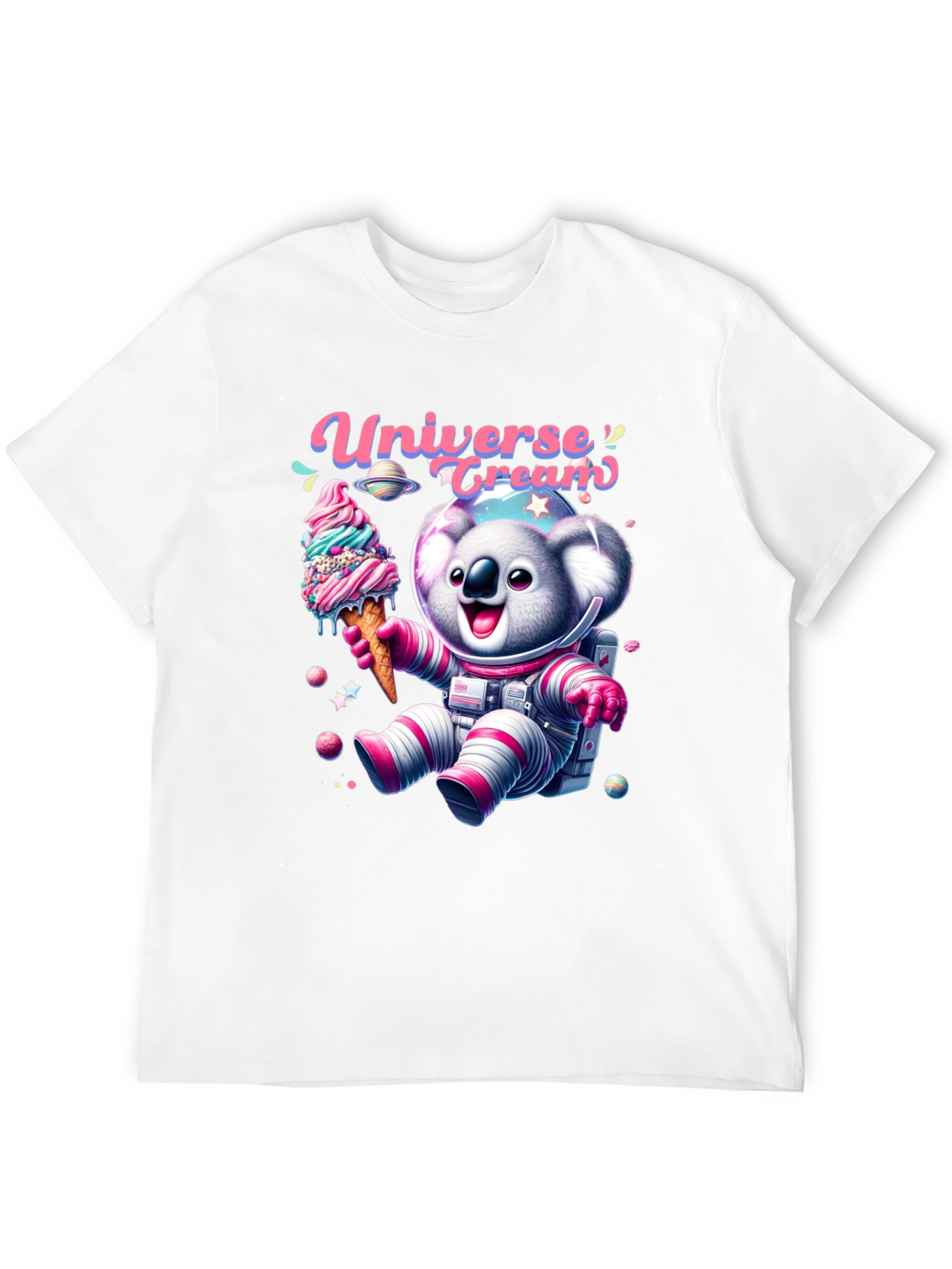 Koala Astronaut Ice Cream T-Shirt - Universe Cream