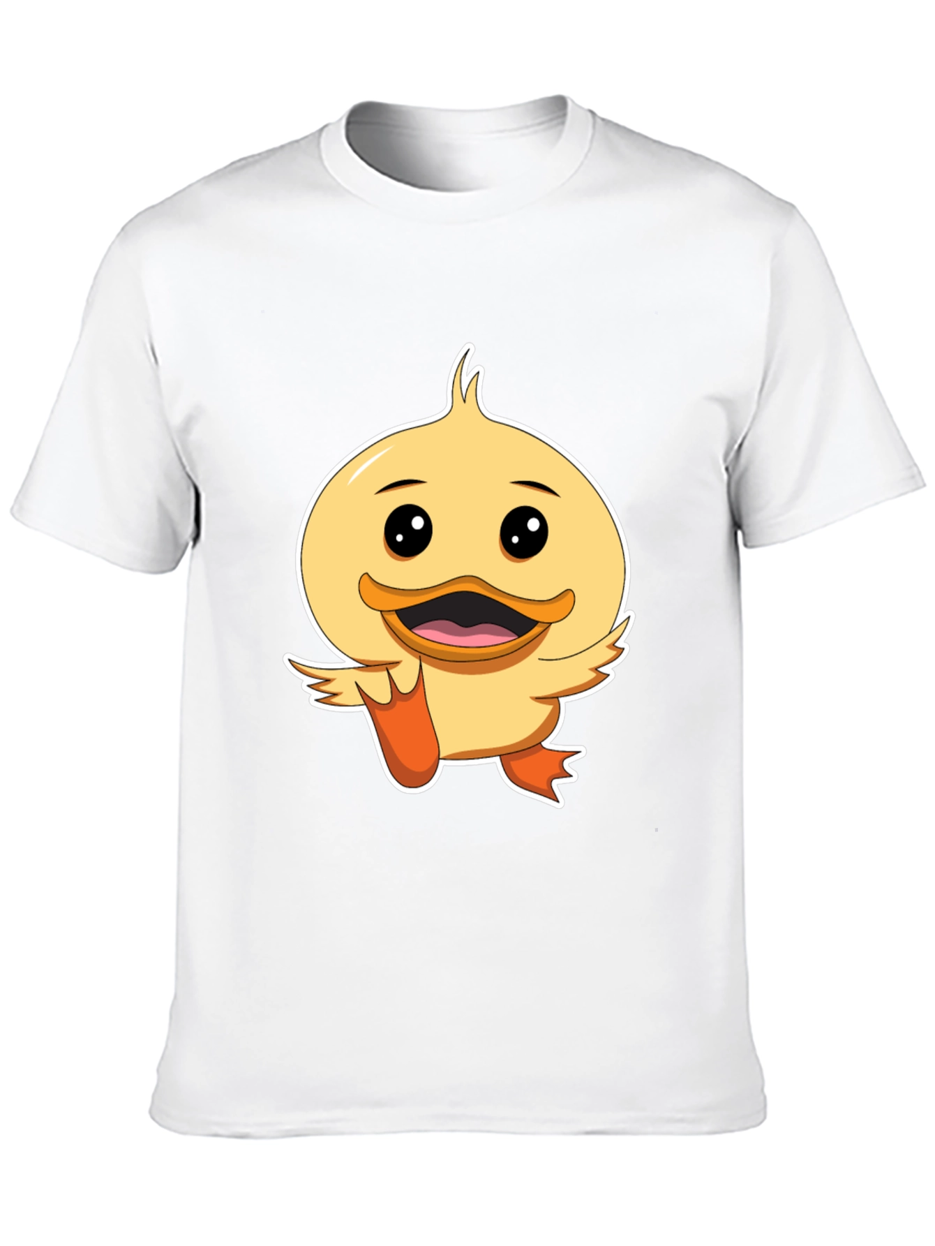 Duck Cartoon Graphic Tee - Black Cotton Shirt