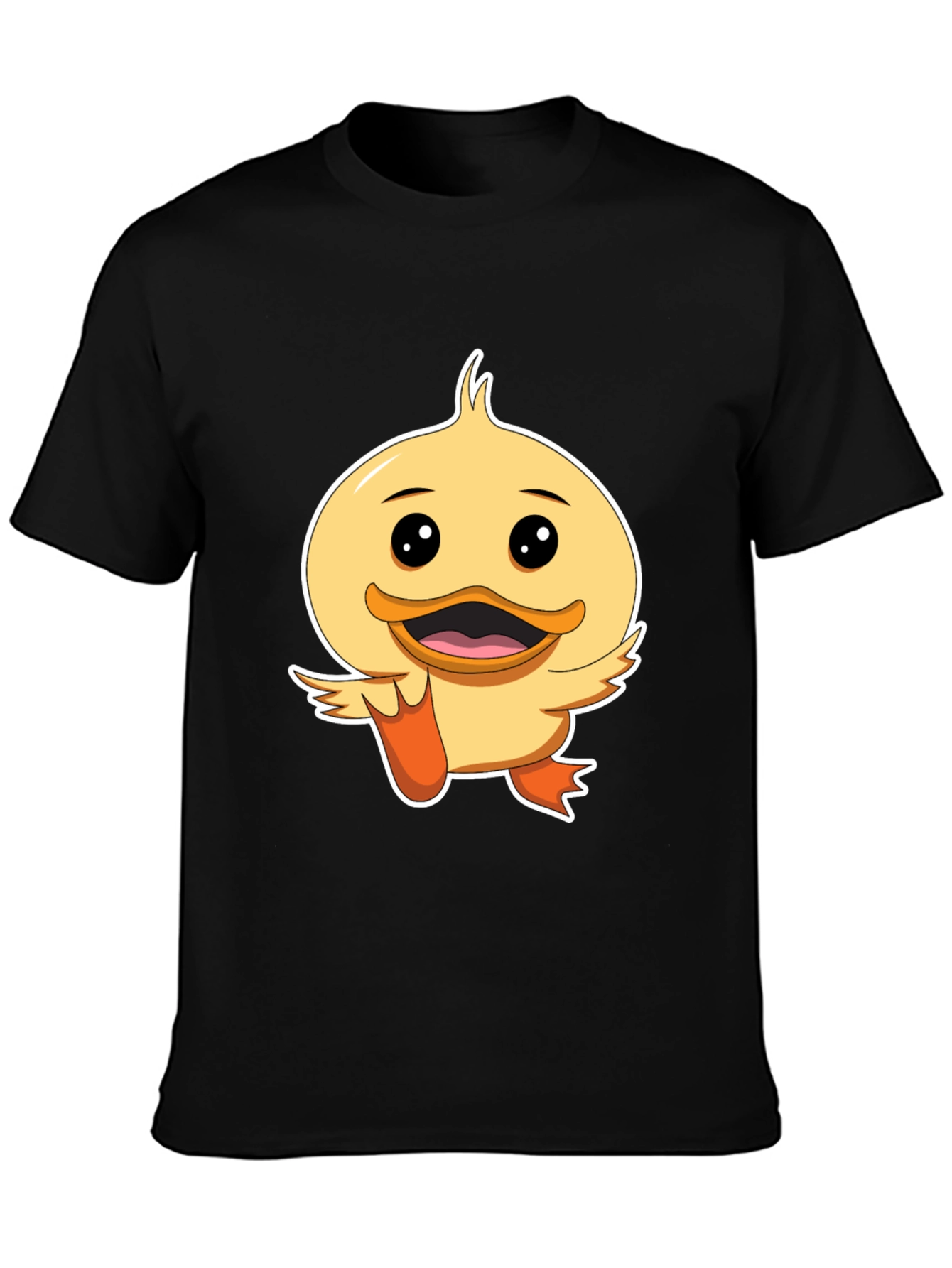 Duck Cartoon Graphic Tee - Black Cotton Shirt