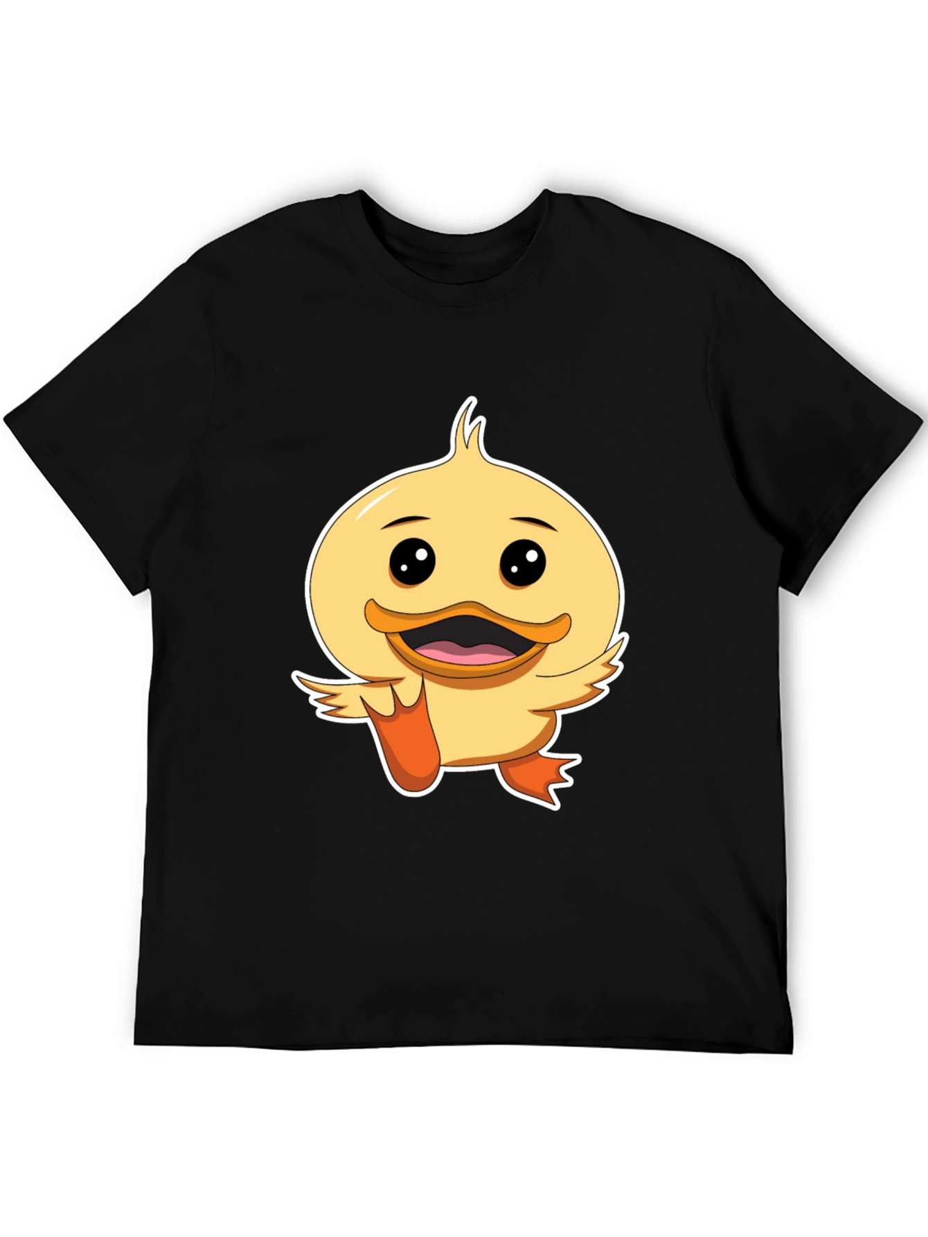 Duck Cartoon Graphic Tee - Black Cotton Shirt