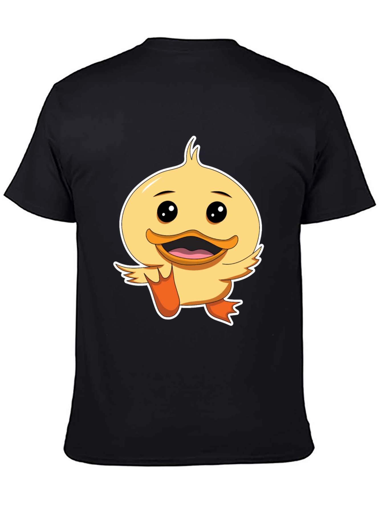 Duck Cartoon Graphic Tee - Black Cotton Shirt