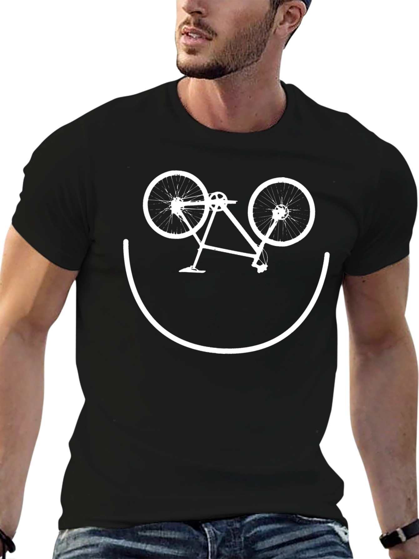 Bike Smile Graphic Tee - Black Cotton T-Shirt