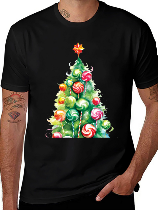 Festive Christmas Tree Lollipop Graphic Tee