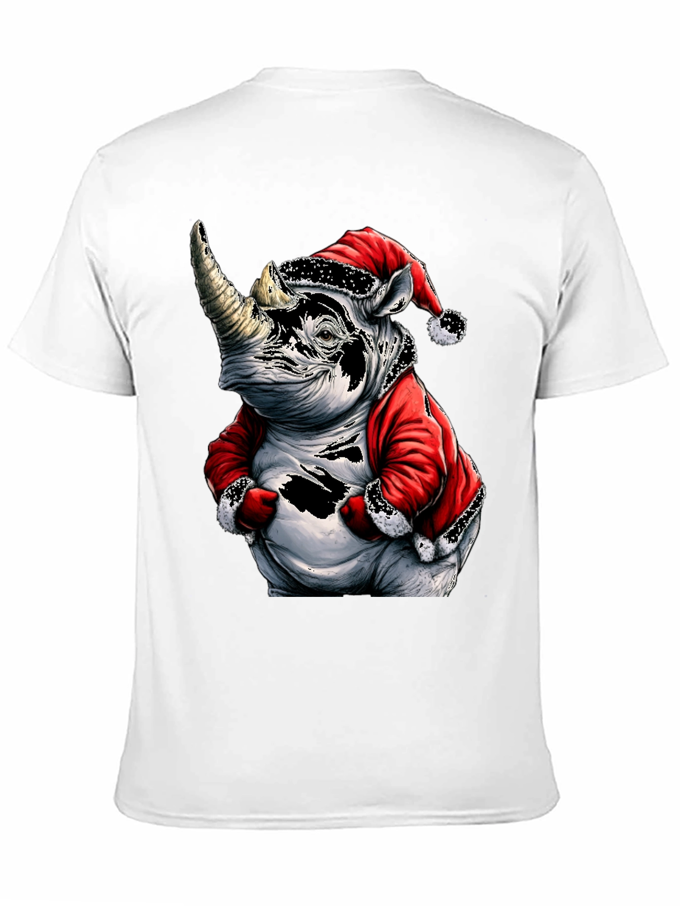 Santa Rhino T-Shirt - Holiday Animal Tee
