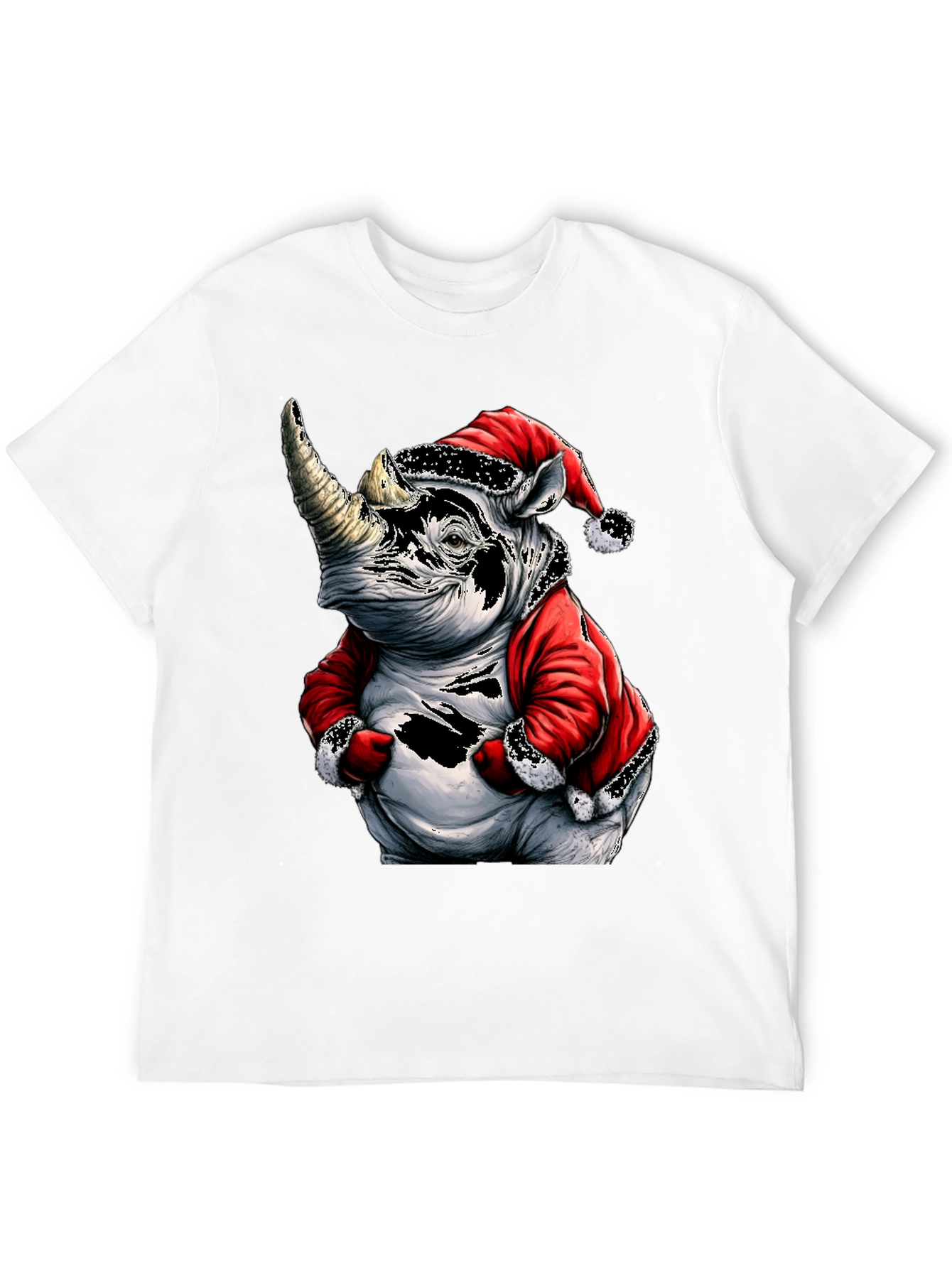 Santa Rhino T-Shirt - Holiday Animal Tee