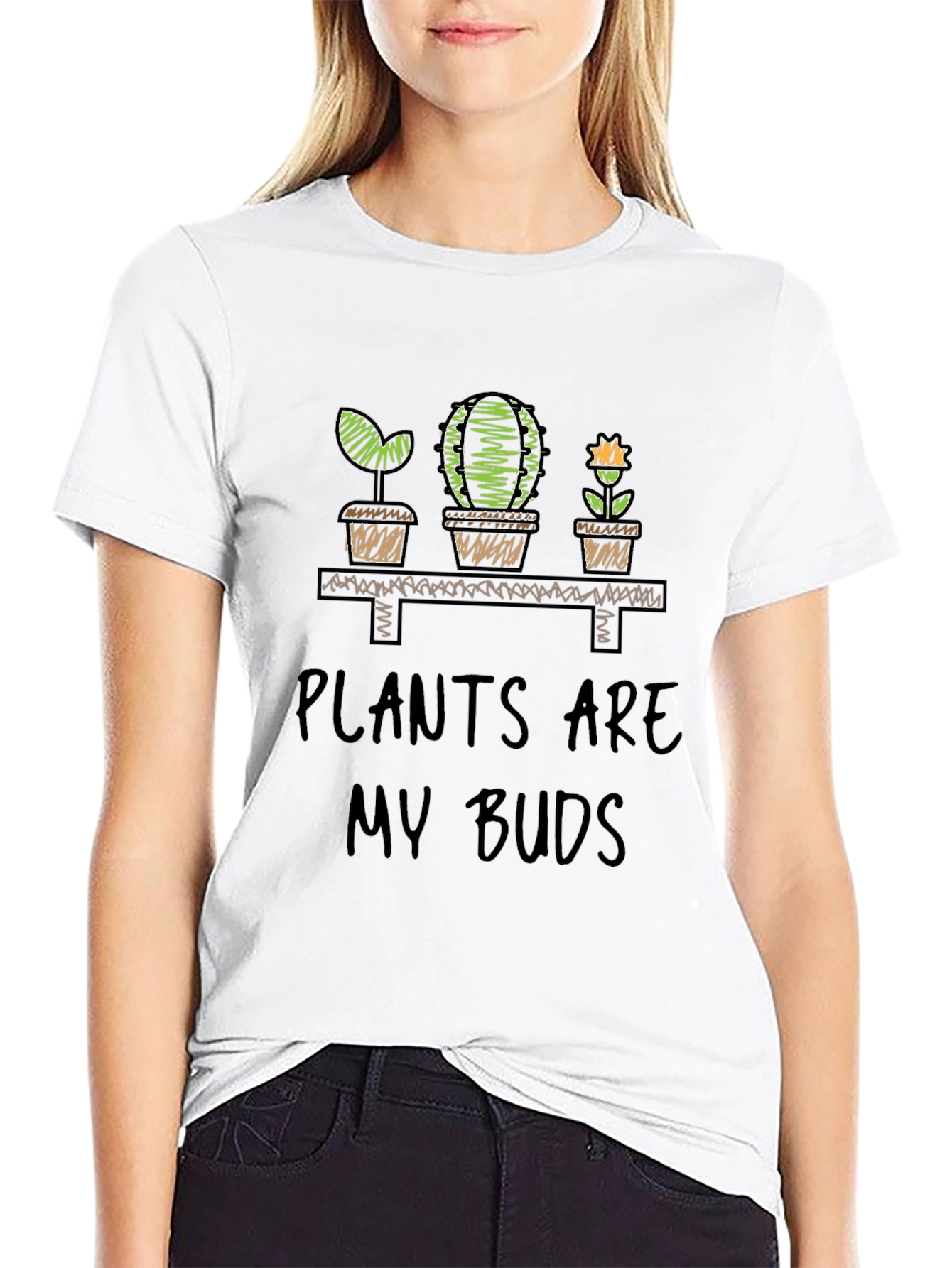Plants Are My Buds Graphic Tee - Black