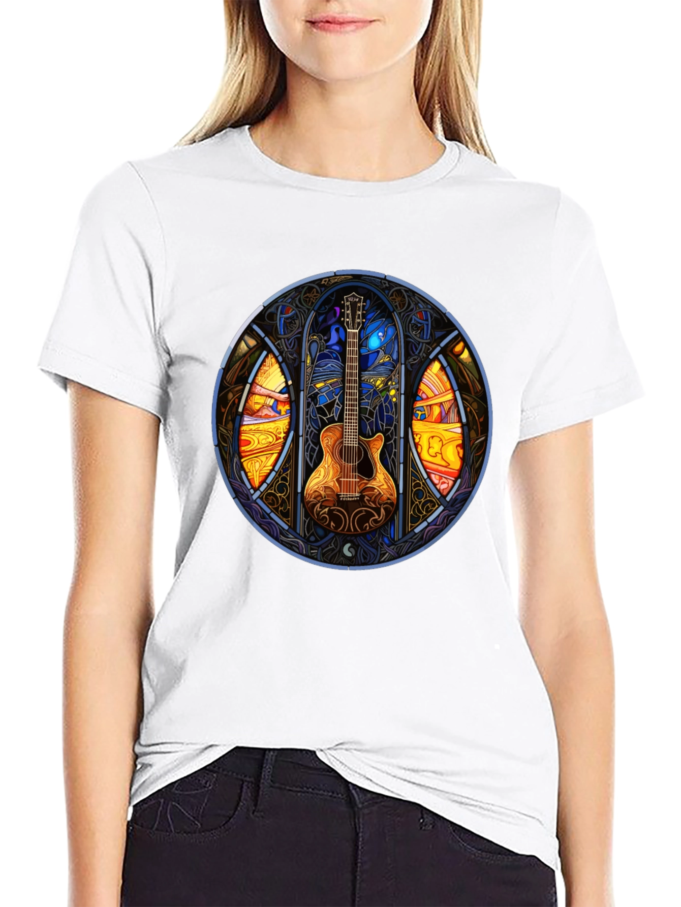 Guitar Stained Glass Art T-Shirt