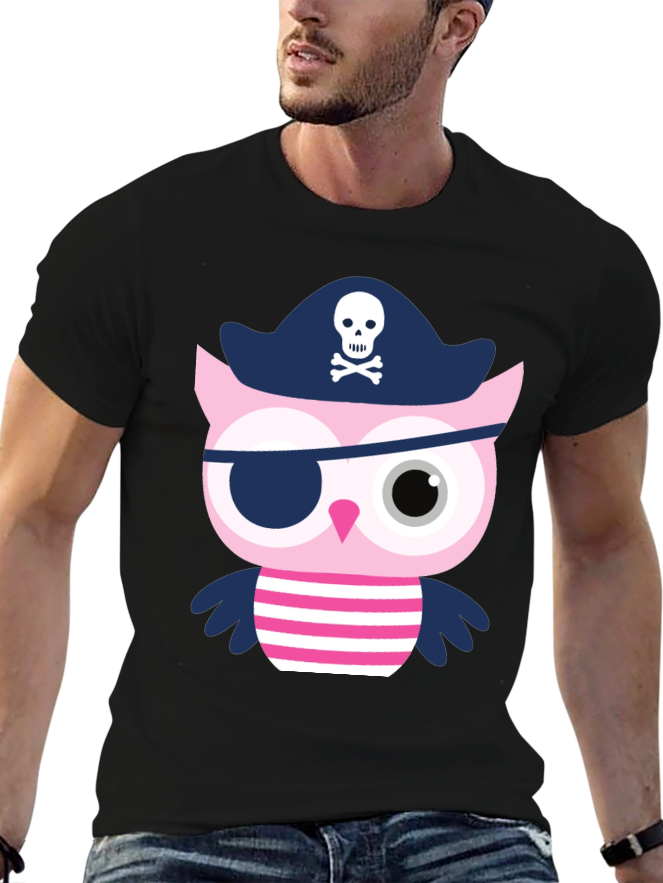 Pirate Owl Graphic Tee - Novelty Print