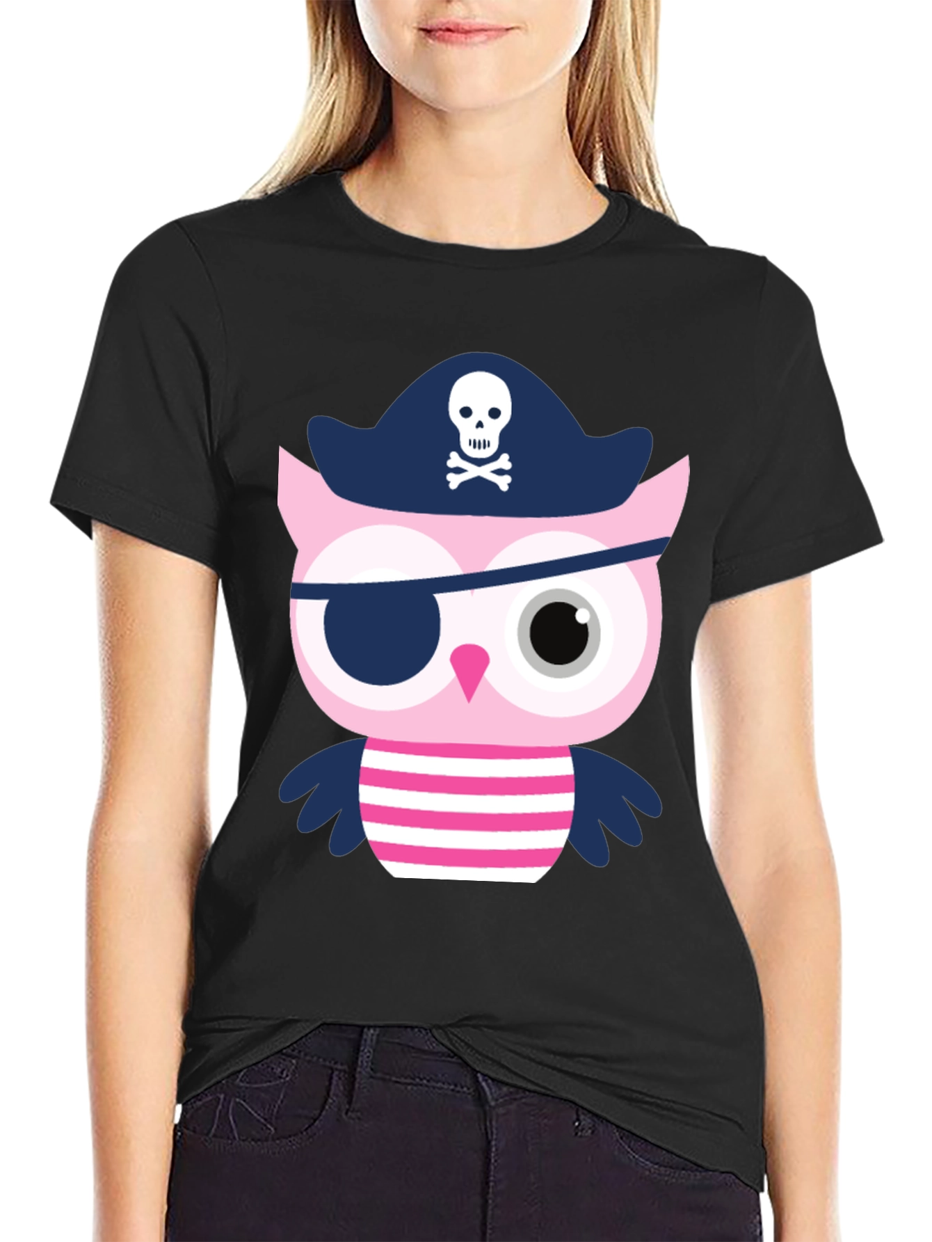 Pirate Owl Graphic Tee - Novelty Print