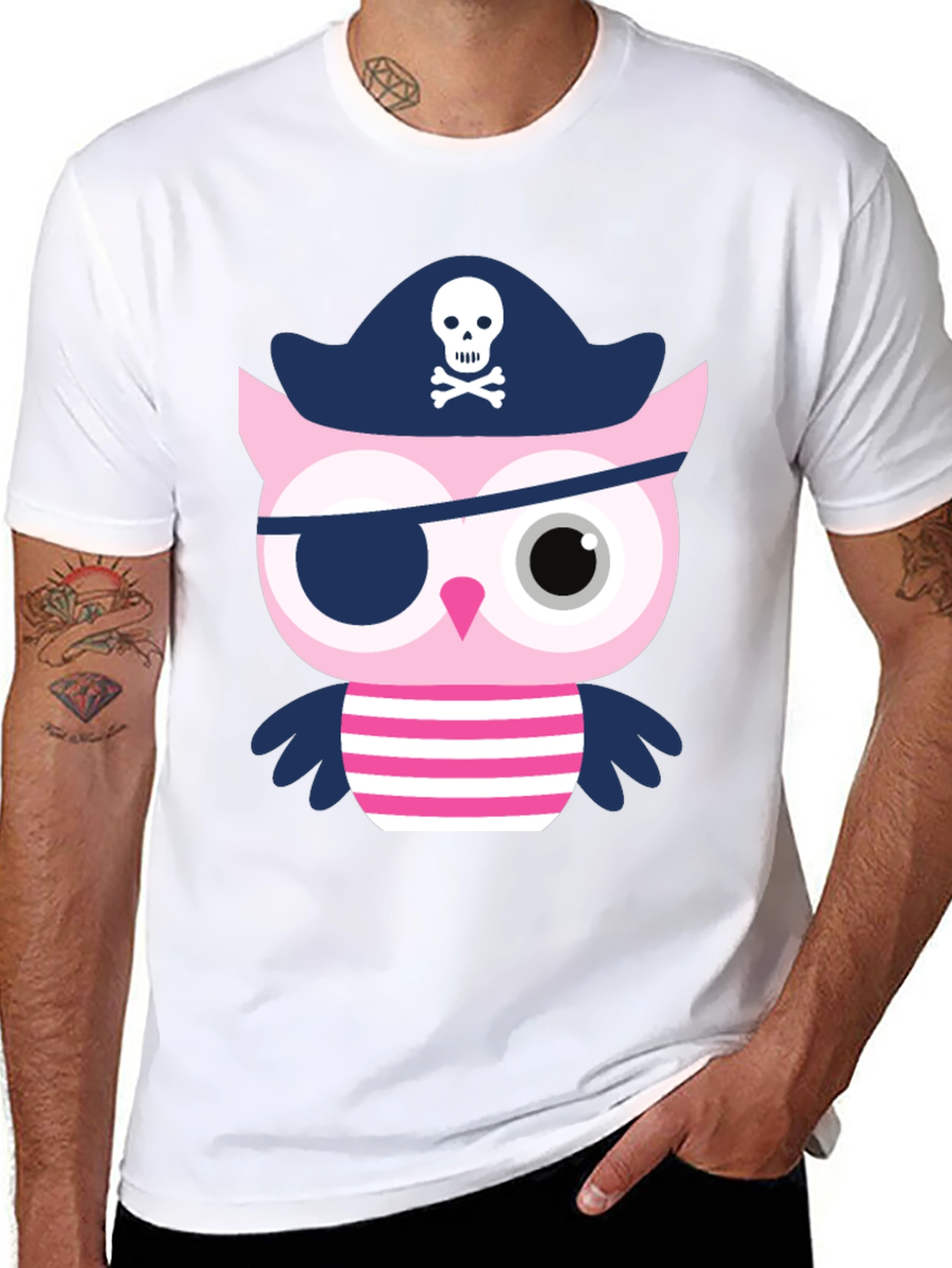 Pirate Owl Graphic Tee - Novelty Print