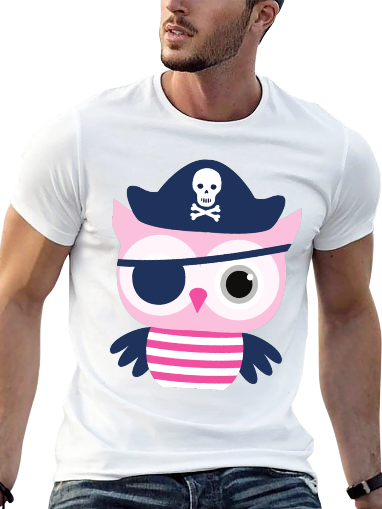 Pirate Owl Graphic Tee - Novelty Print