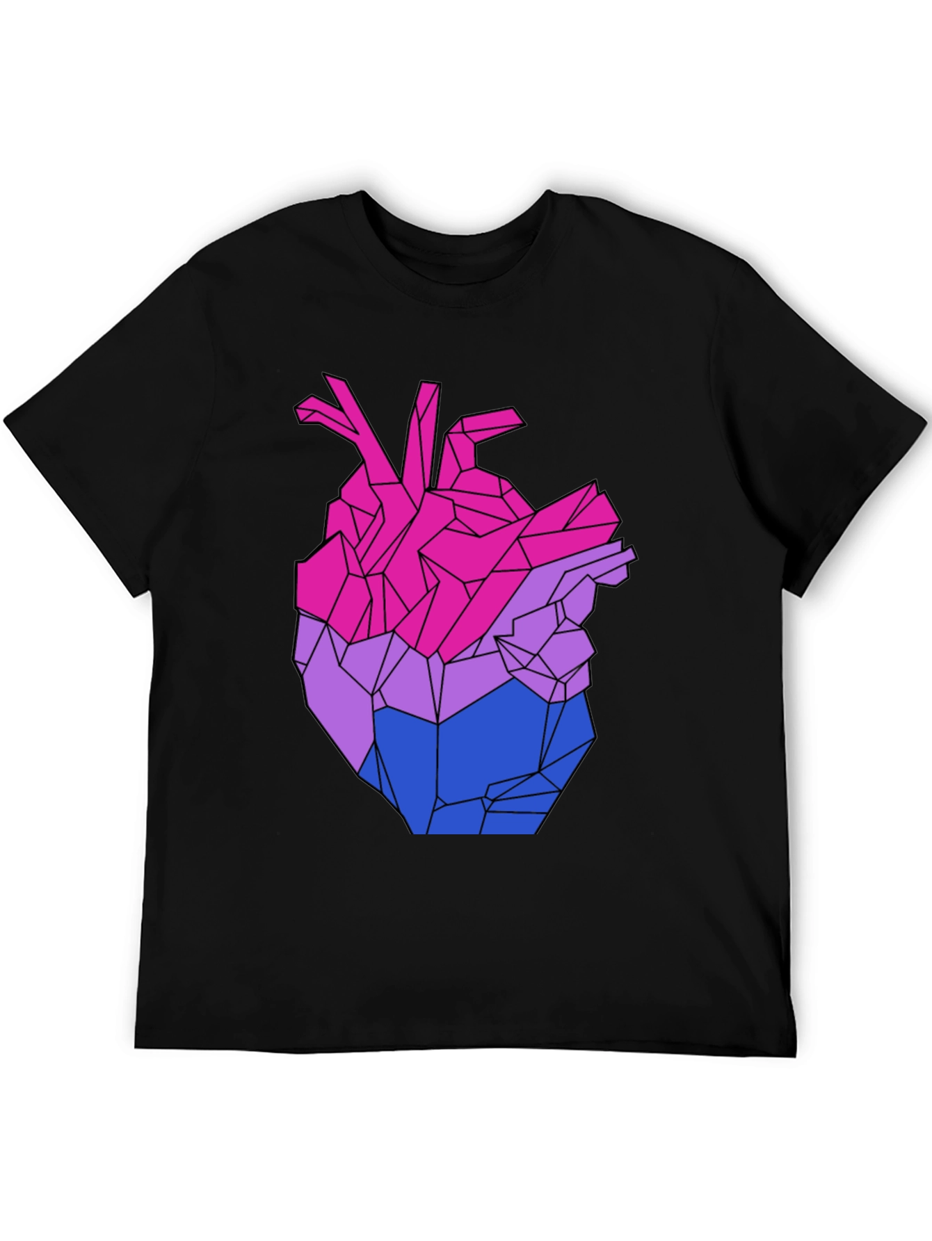 Geometric Bi Pride Heart Graphic T-Shirt