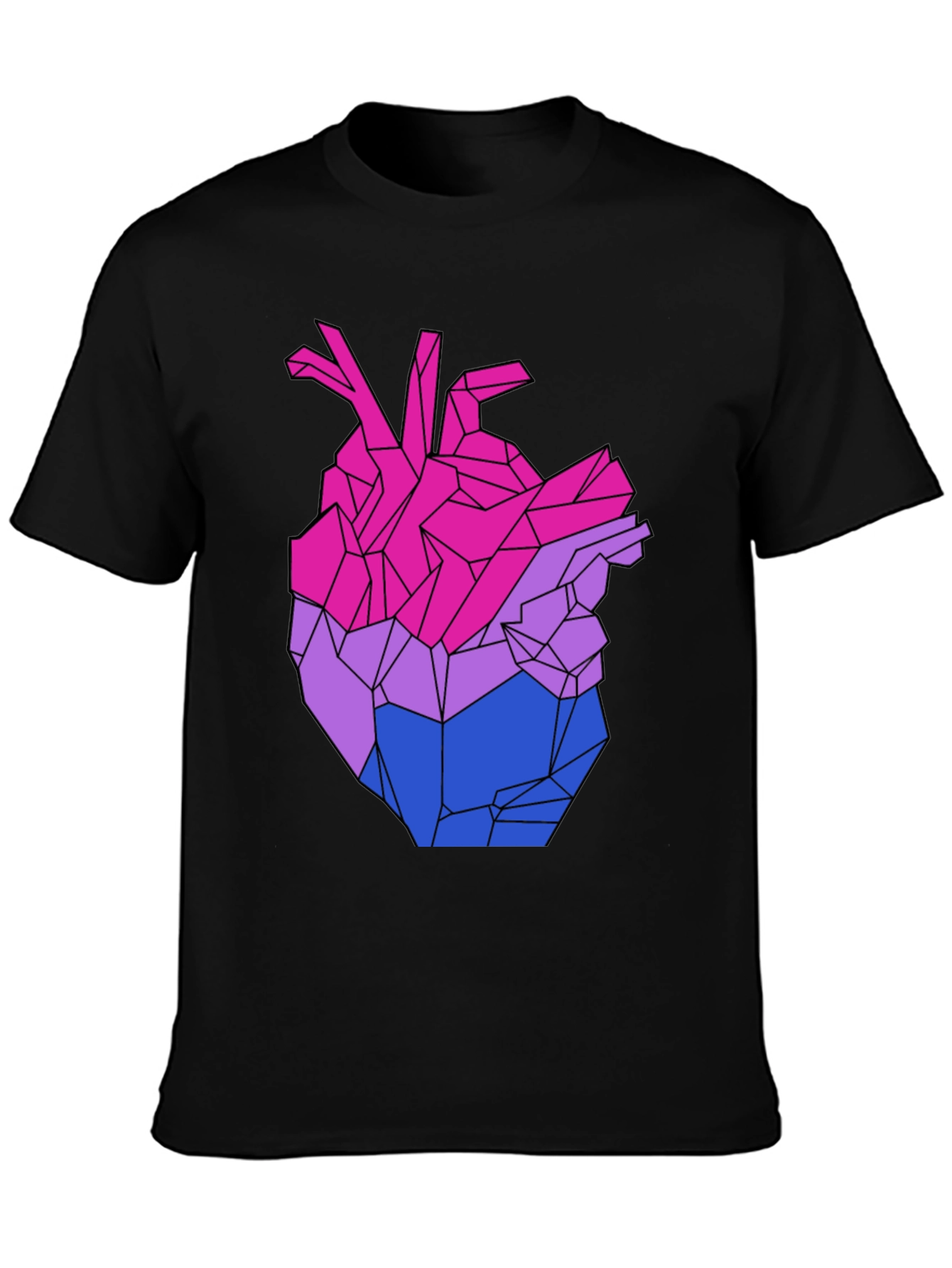 Geometric Bi Pride Heart Graphic T-Shirt