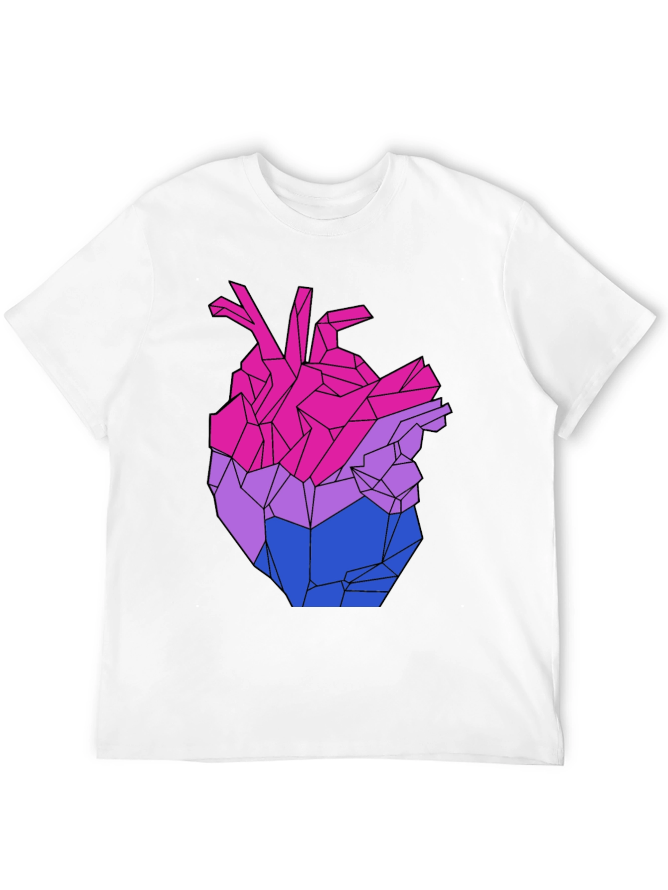 Geometric Bi Pride Heart Graphic T-Shirt