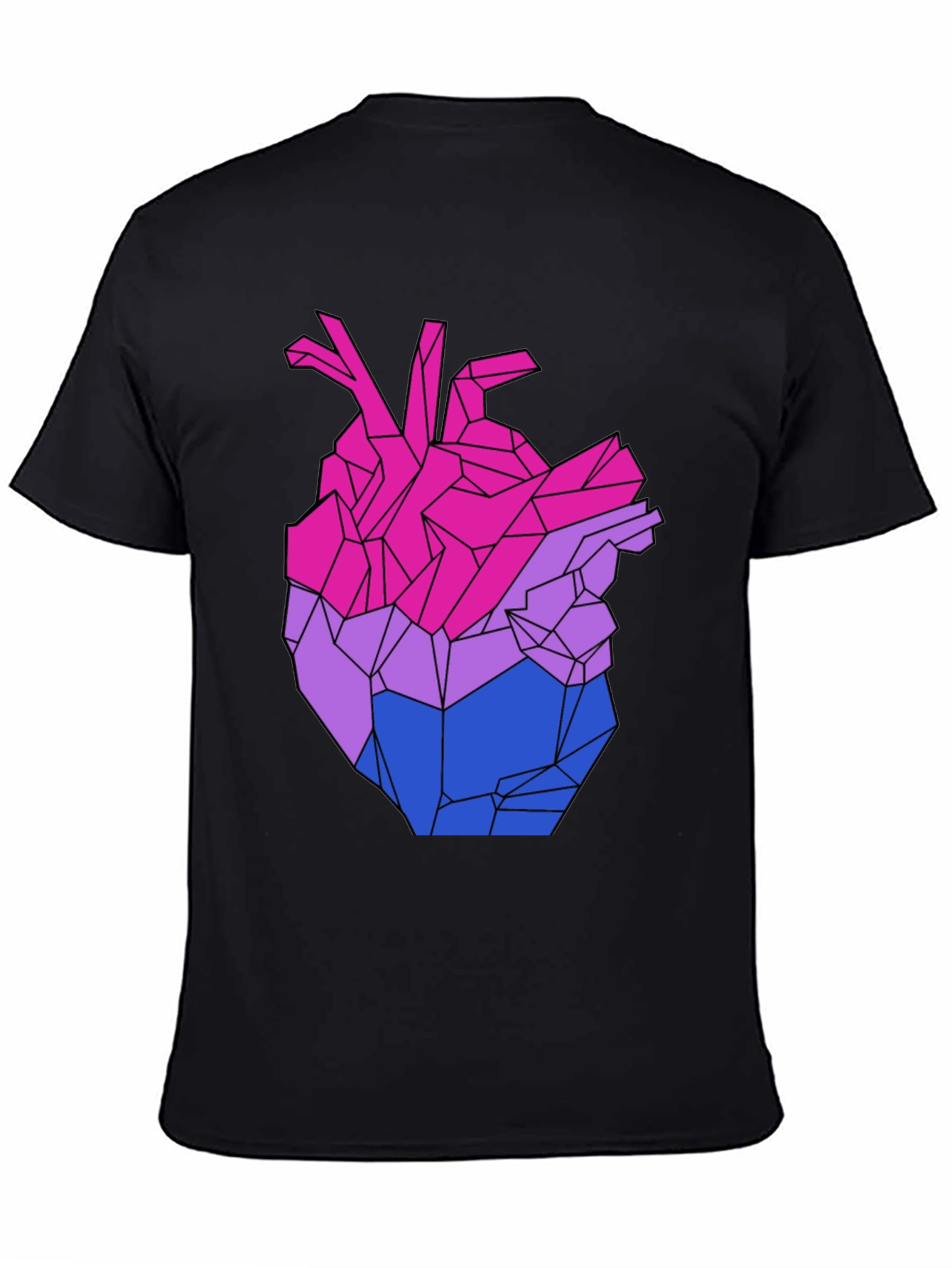 Geometric Bi Pride Heart Graphic T-Shirt