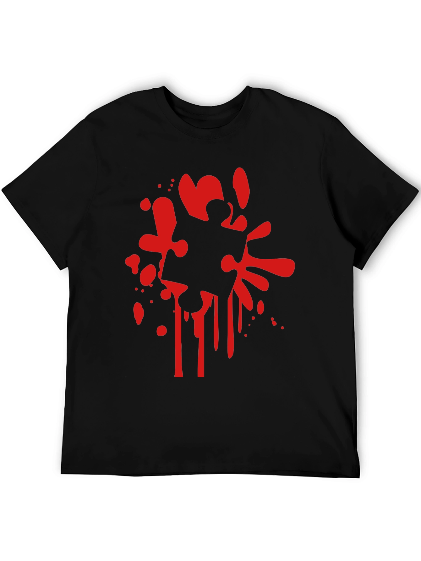 Puzzle Piece Splatter Black T-Shirt