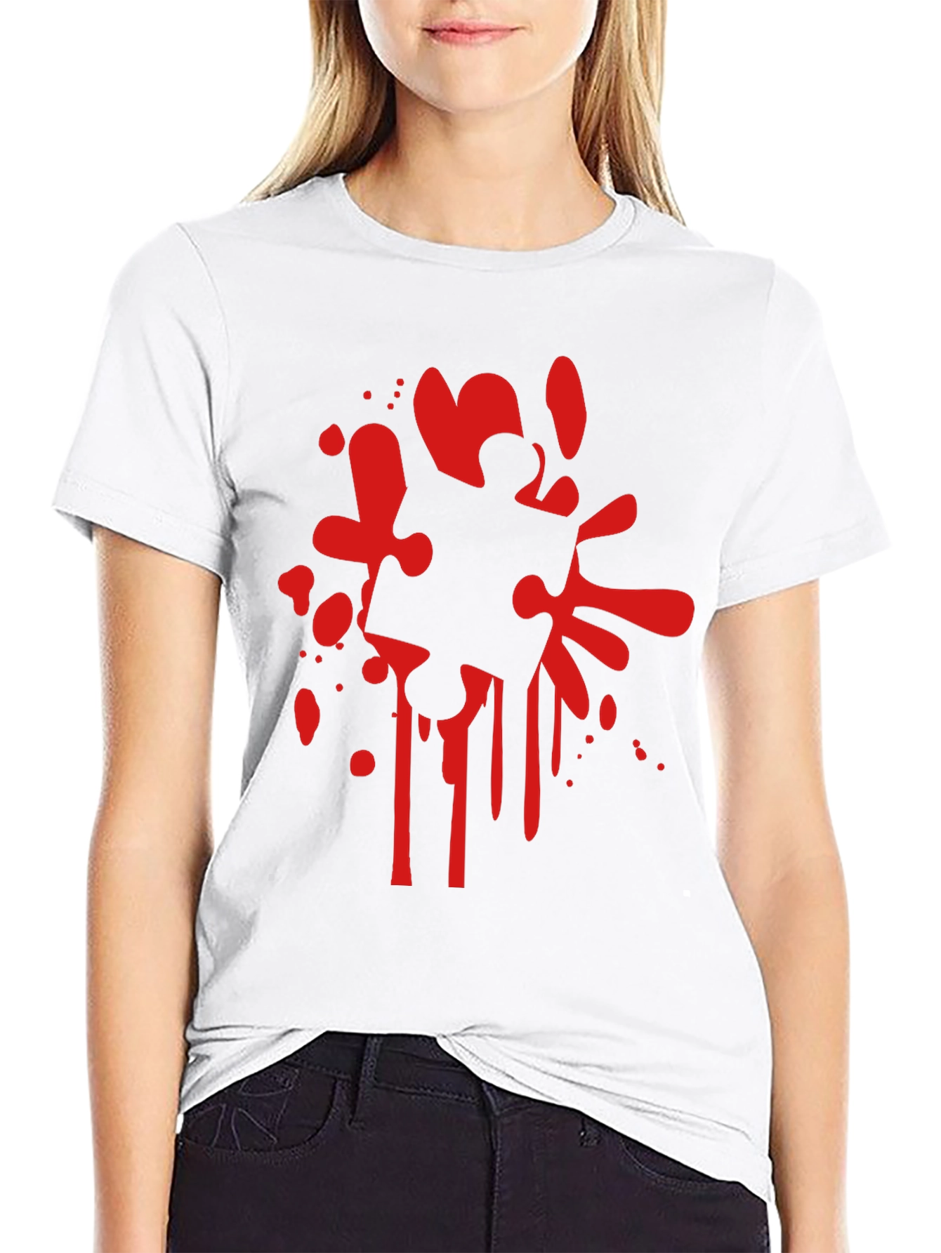 Puzzle Piece Splatter Black T-Shirt