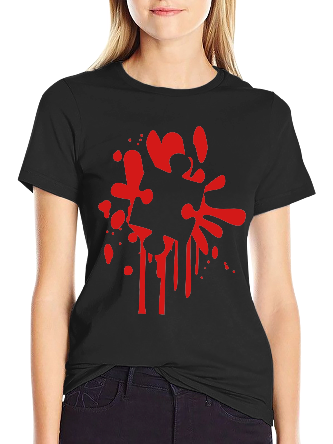 Puzzle Piece Splatter Black T-Shirt