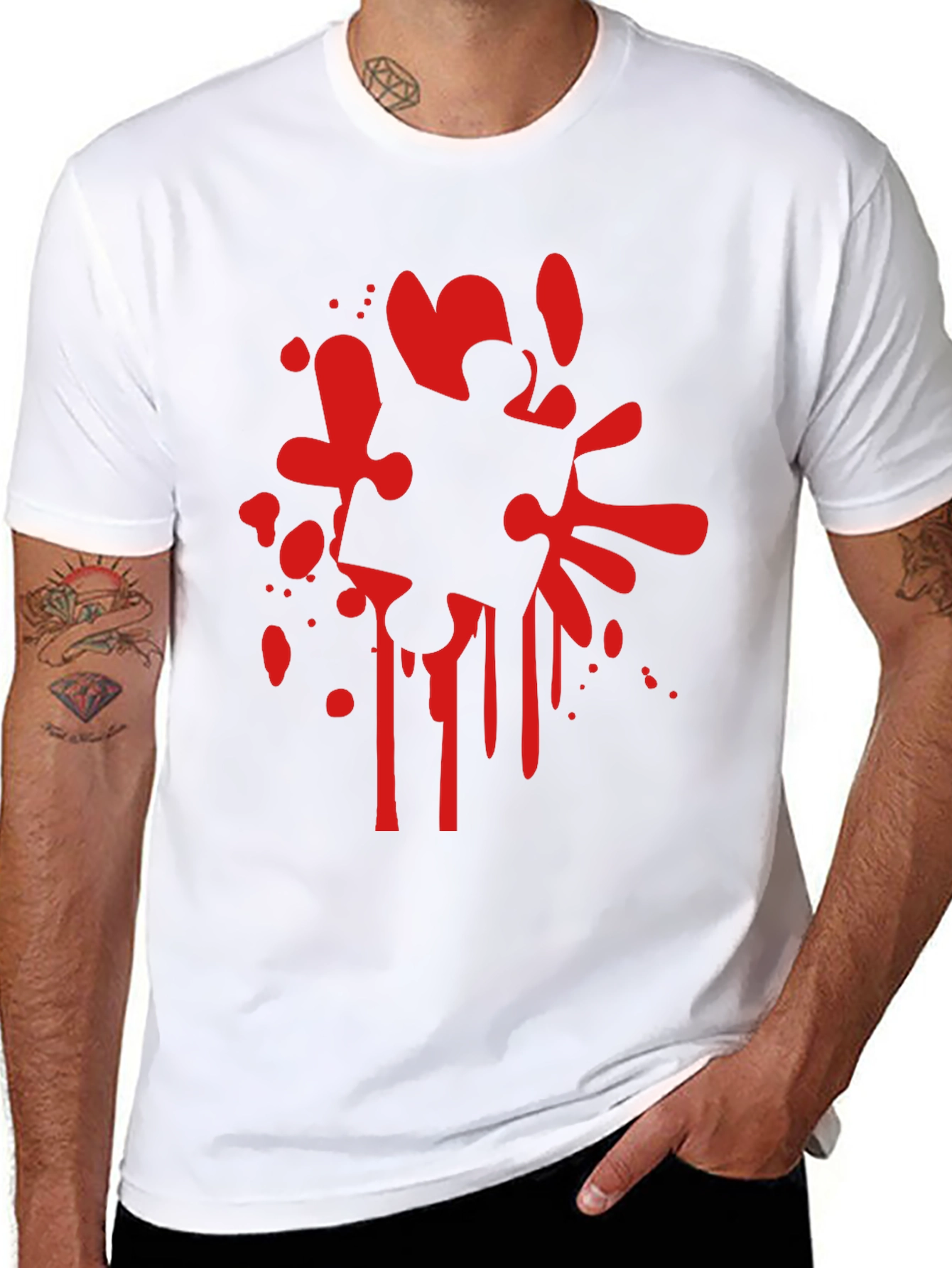 Puzzle Piece Splatter Black T-Shirt