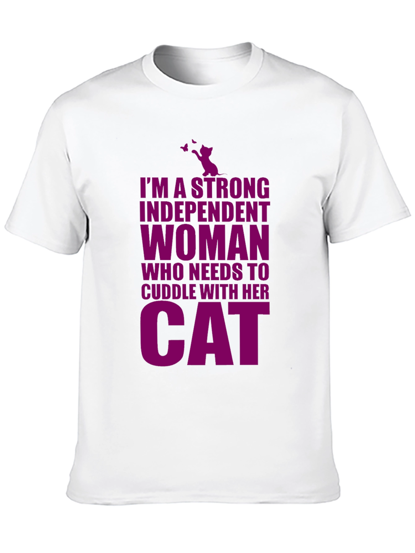Strong Independent Woman Cat Lover Black T-Shirt