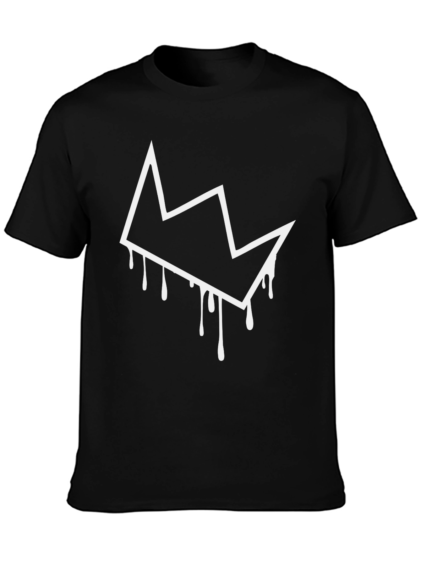 Dripping Crown Graphic Tee - Black Cotton T-Shirt