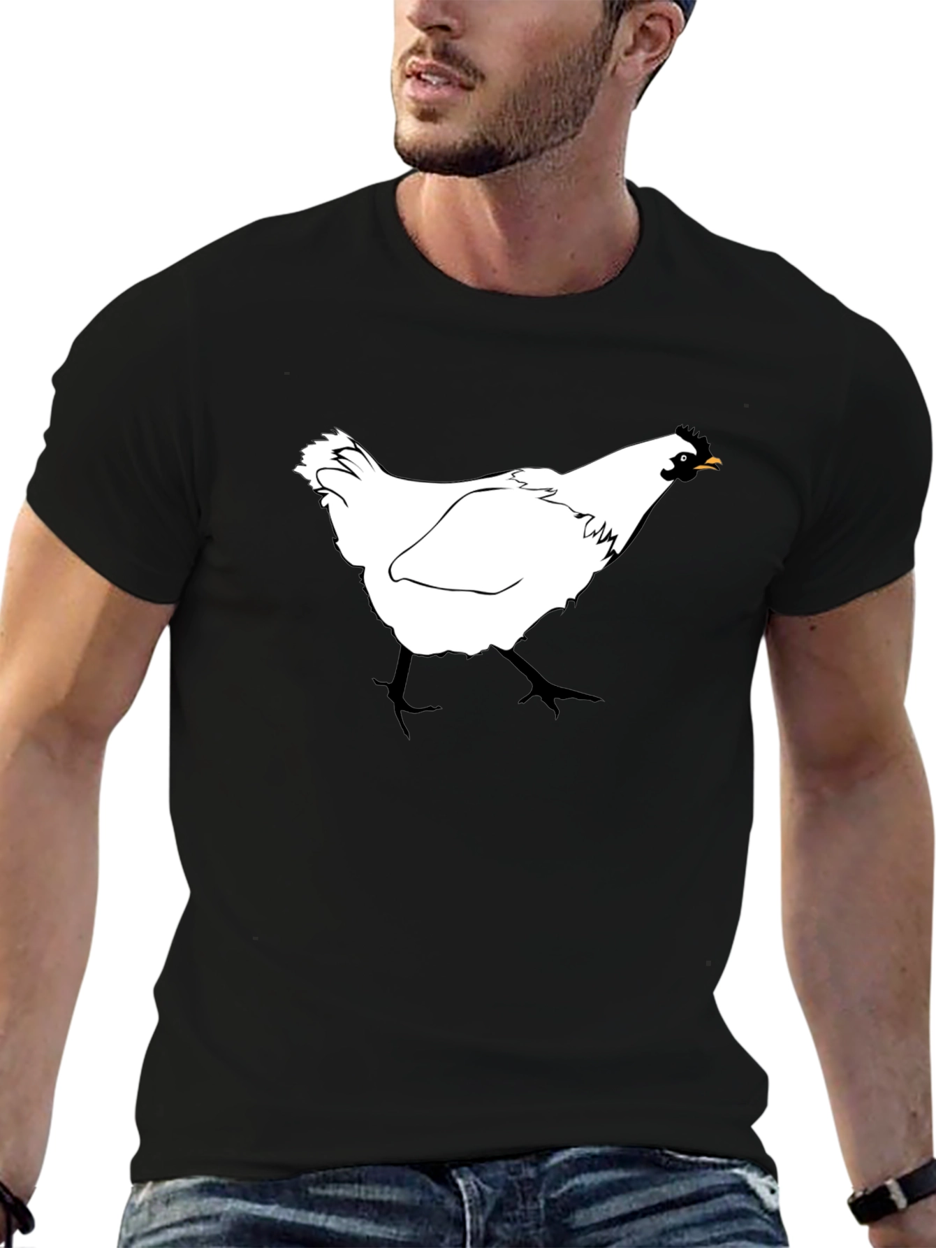 Black Chicken T-Shirt - Farm Animal Graphic Tee