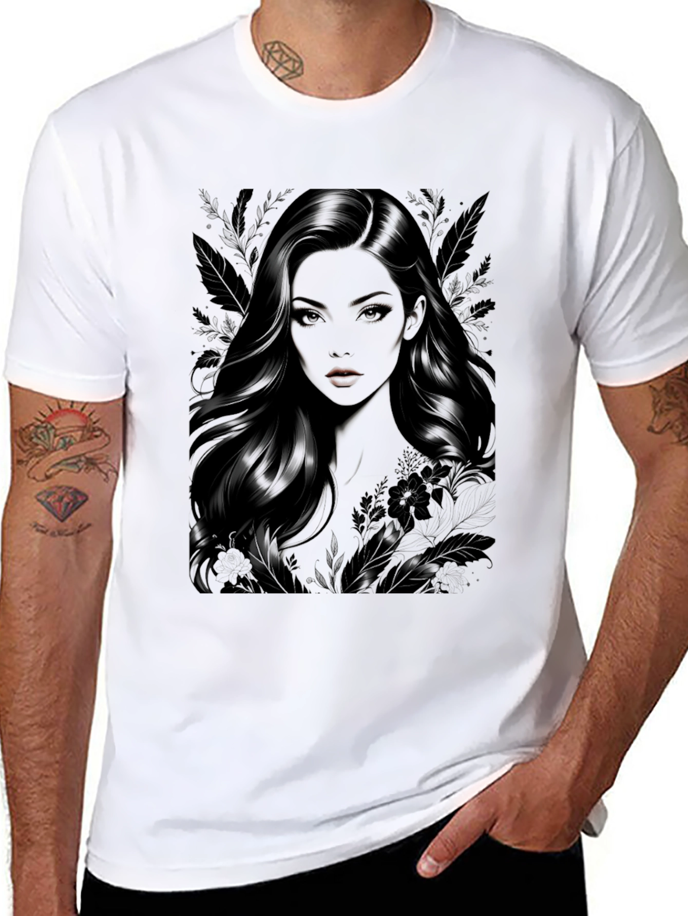Elegant Woman Graphic Tee - Soft Black T-Shirt