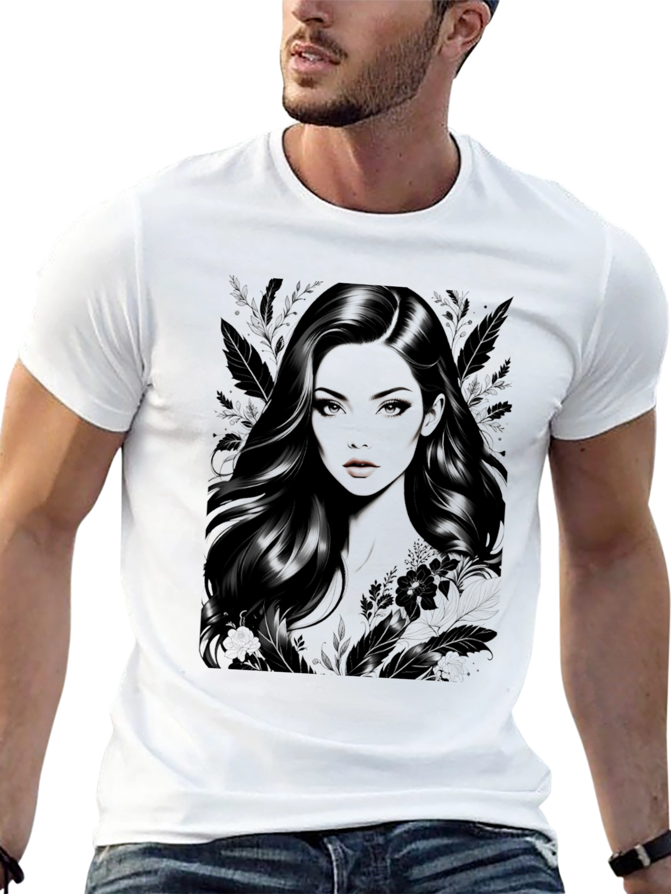 Elegant Woman Graphic Tee - Soft Black T-Shirt