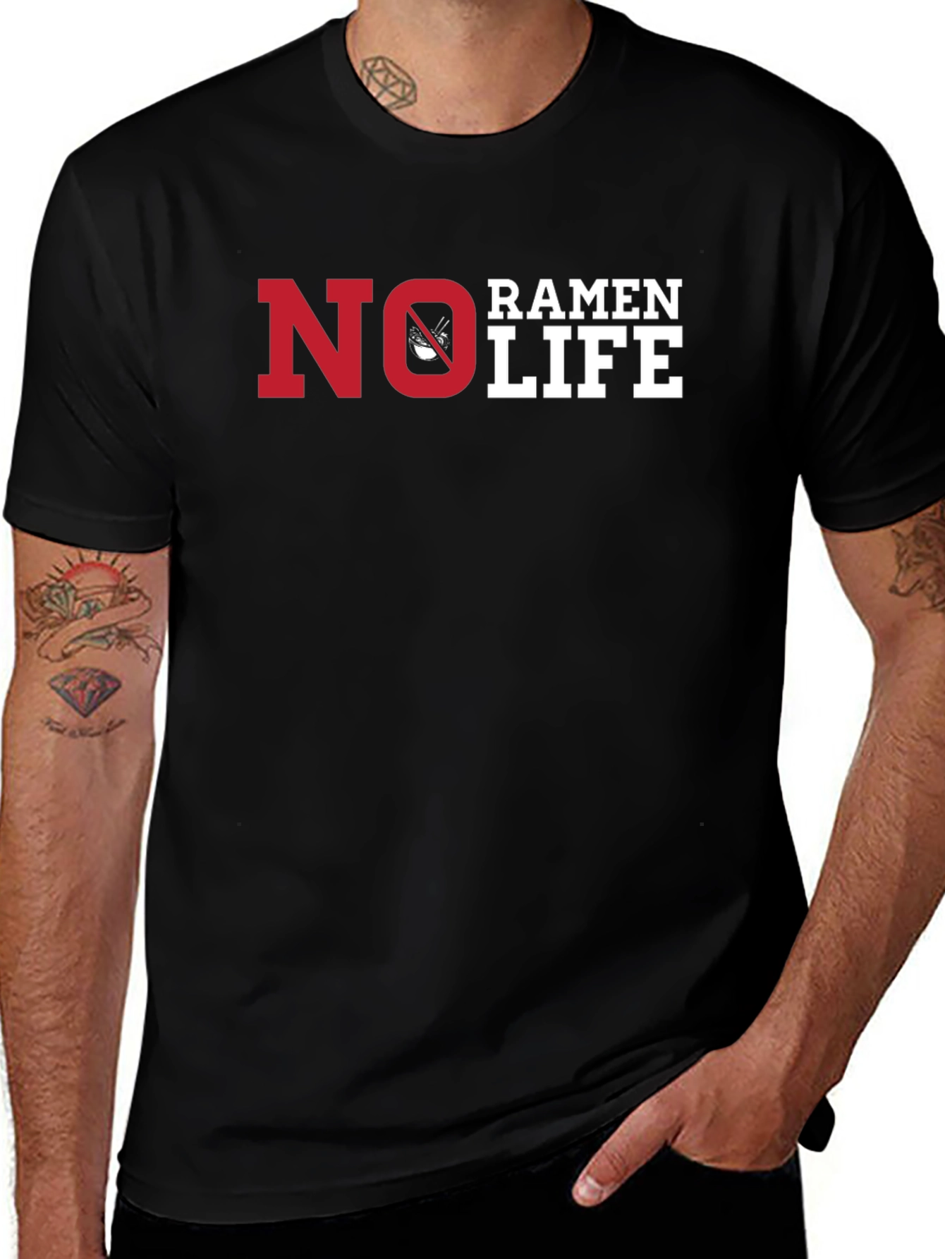 No Ramen Life Black T-Shirt Funny Graphic Tee